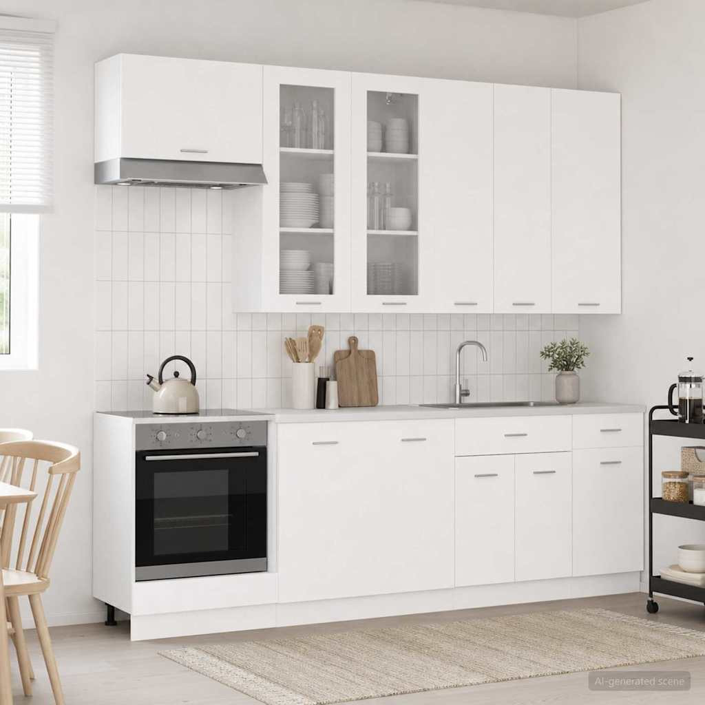 vidaXL Kücheneinheit LYON 8 pcs Weiß Holzwerkstoff