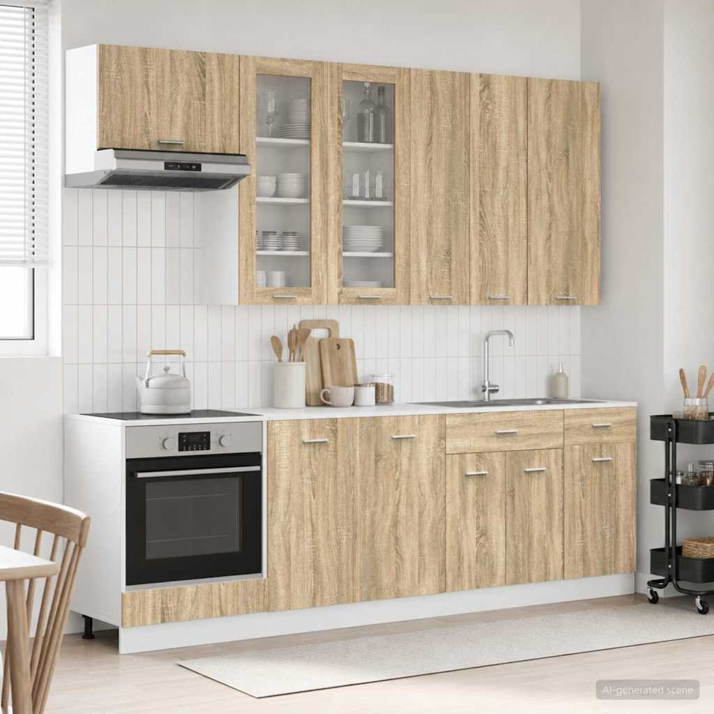 vidaXL Kücheneinheit LYON 8 pcs Sonoma-Eiche Holzwerkstoff