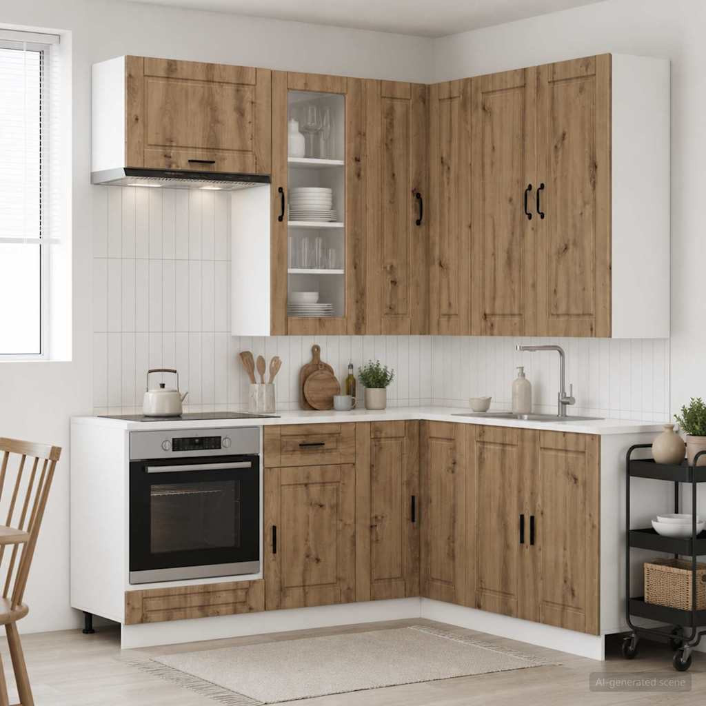 vidaXL Kücheneinheit PORTO 8 pcs Artisan-Eiche Holzwerkstoff