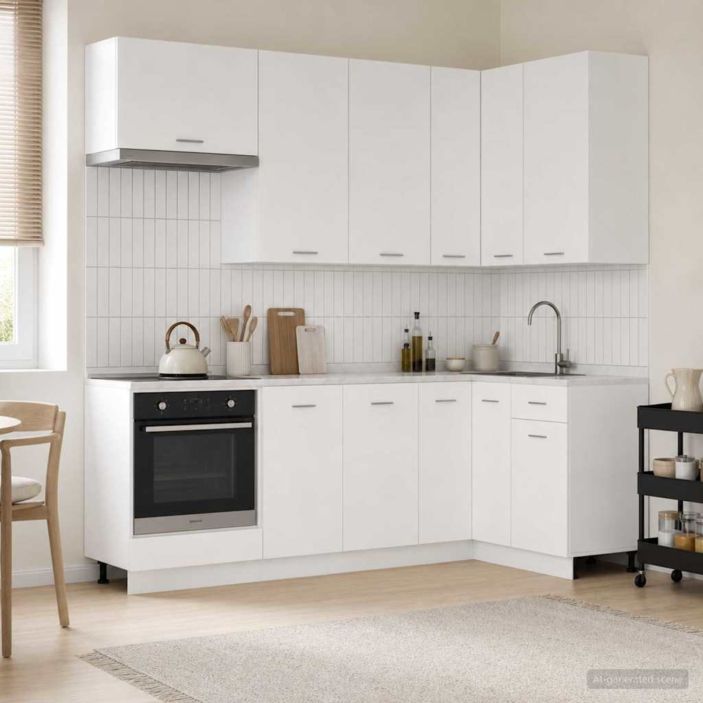 vidaXL Kücheneinheit LYON 8 pcs Weiß Holzwerkstoff