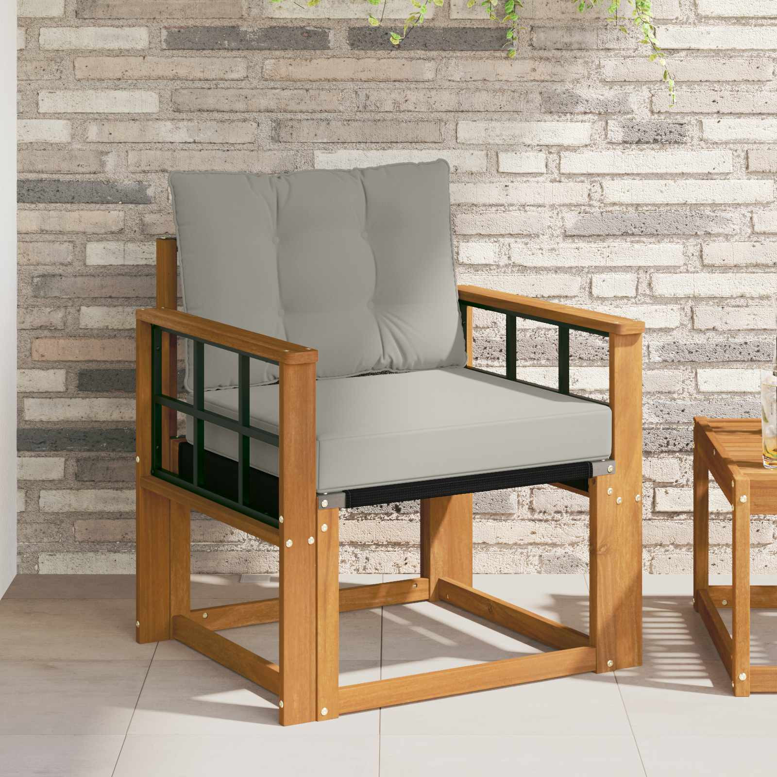 vidaXL Outdoor-Sofa Massivholz Akazie Natürlich und Hellgrau