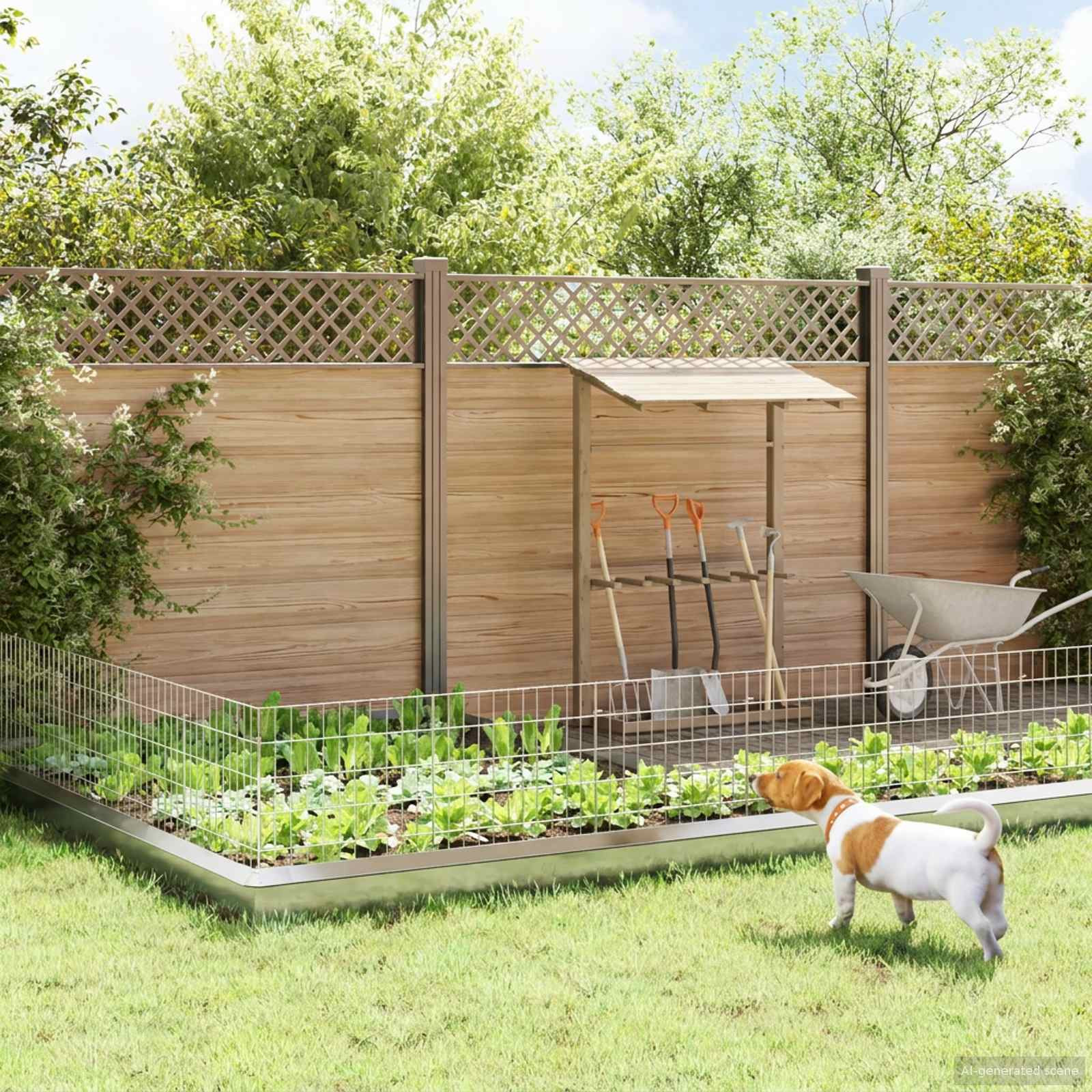 vidaXL Gartenzaun mit Pfählen 48 pcs 55 x 50 cm Mesh Verzinkter Stahl
