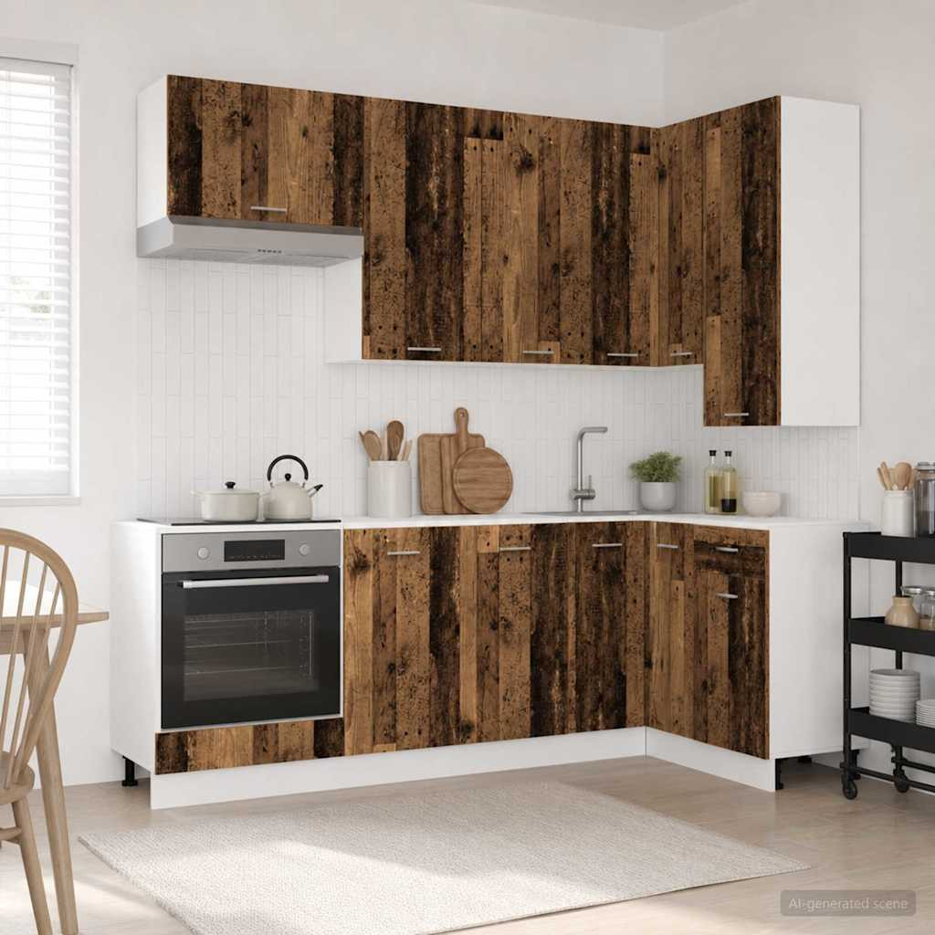 vidaXL Kücheneinheit LYON 8 pcs Altholz Holzwerkstoff
