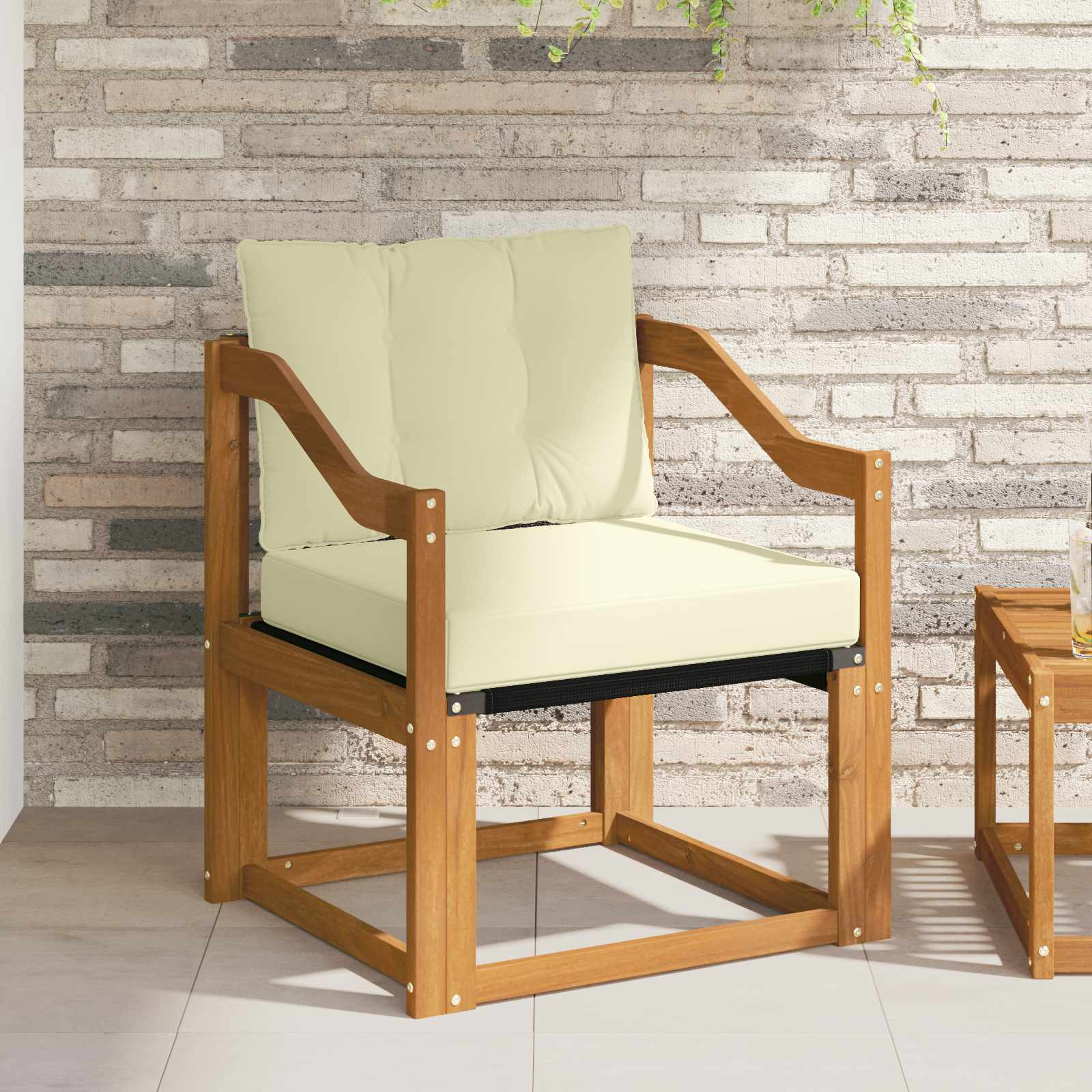 vidaXL Outdoor-Sofa Massivholz Akazie Natur und Creme