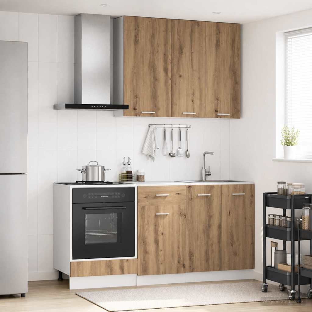 vidaXL Kücheneinheit LYON 5 pcs Artisan-Eiche Holzwerkstoff