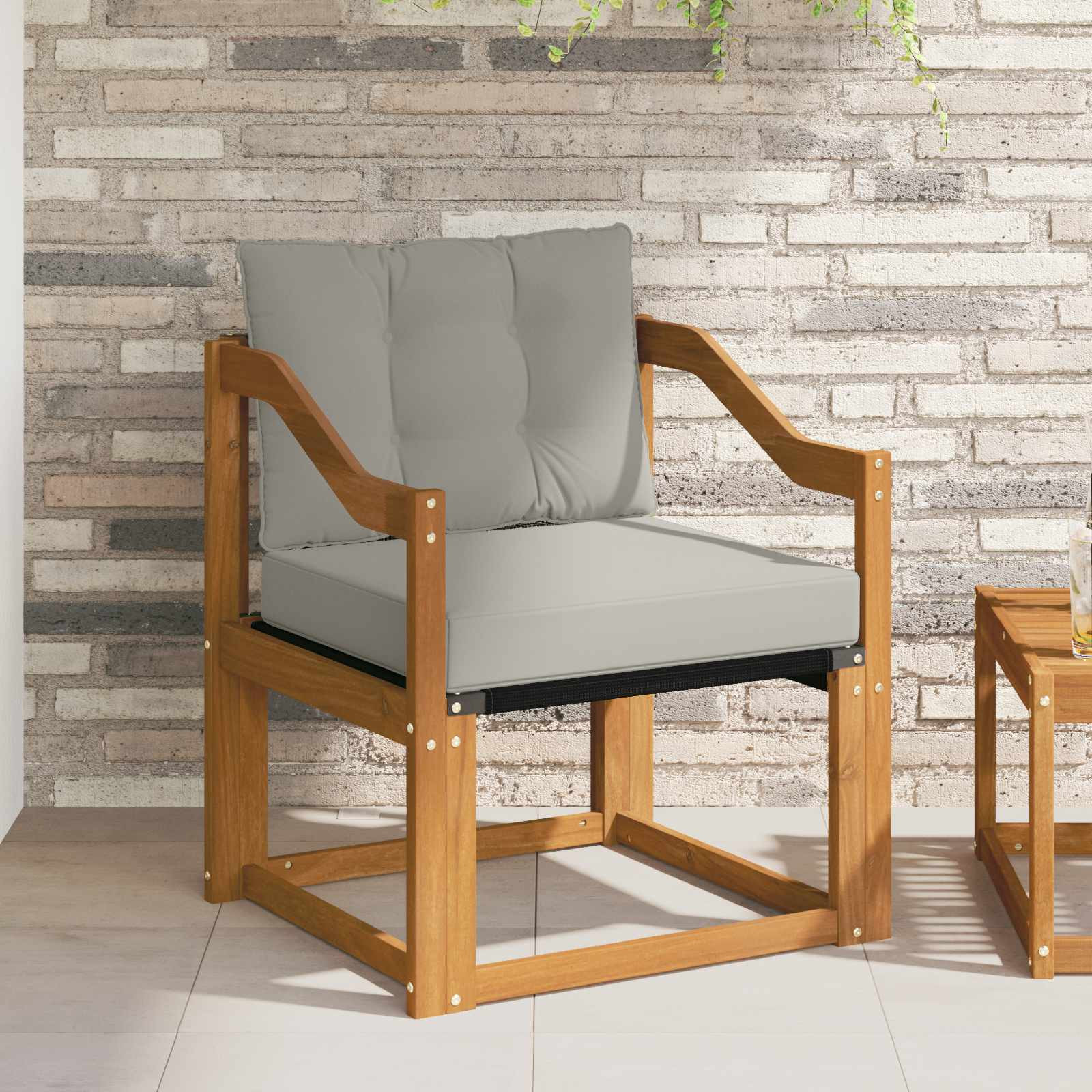 vidaXL Outdoor-Sofa Massivholz Akazie Natürlich und Hellgrau