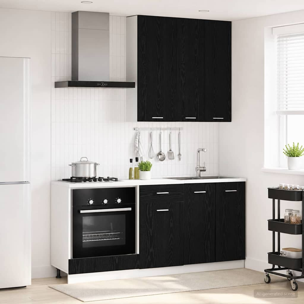 vidaXL Kücheneinheit LYON 5 pcs Schwarze Eiche Holzwerkstoff