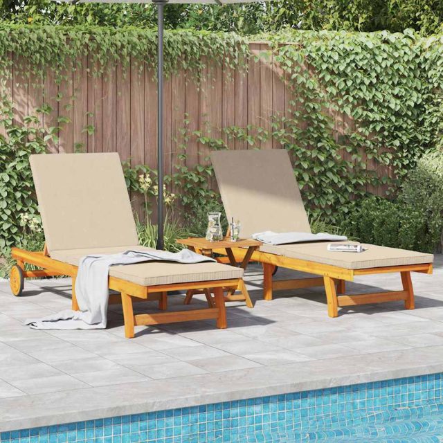 vidaXL Sonnenliege 2-Person 3 pcs Braun Massivholz Akazie