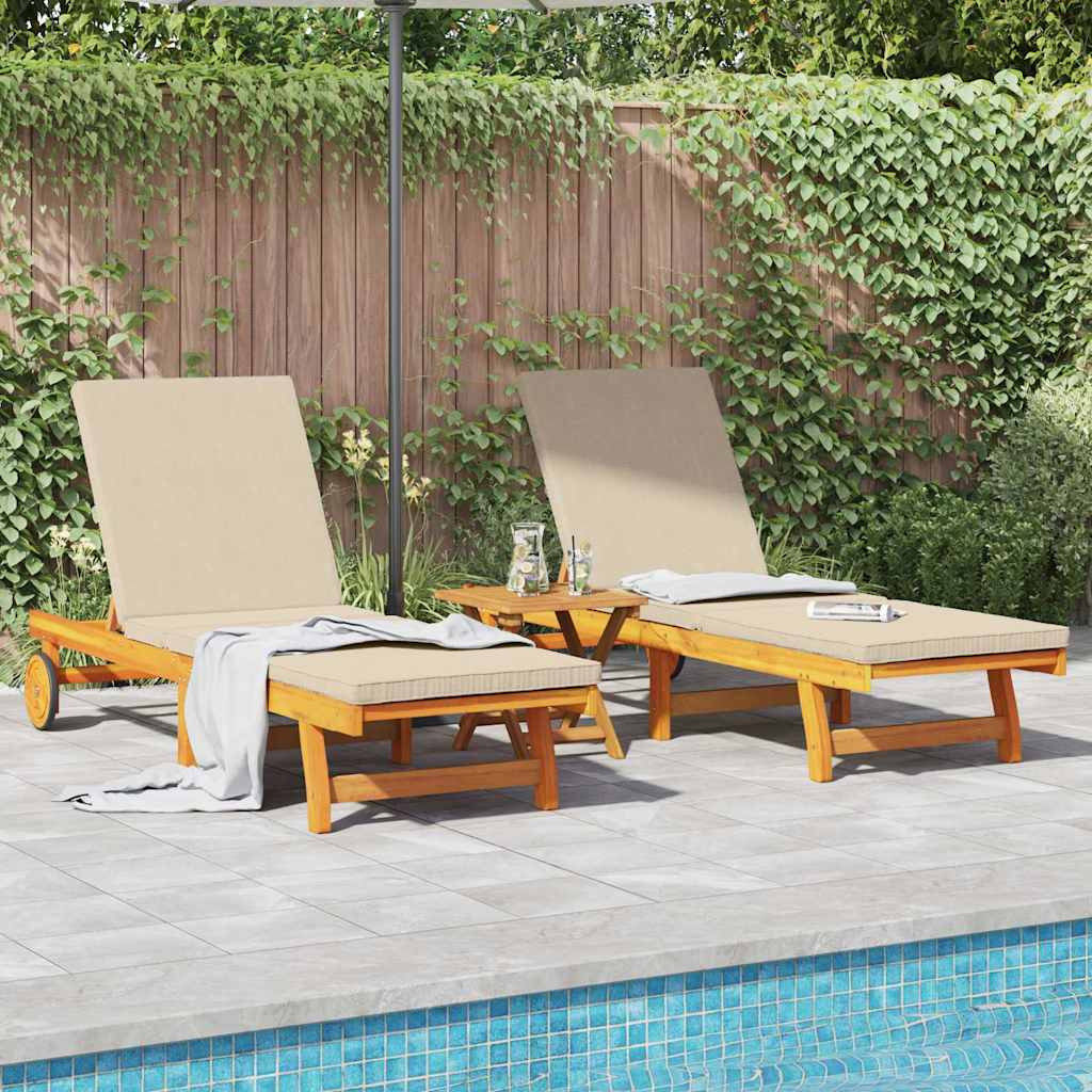 vidaXL Sonnenliege 2-Person 3 pcs Braun Massivholz Akazie