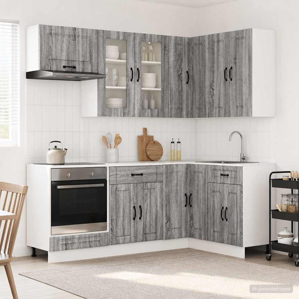 vidaXL Kücheneinheit KALMAR 8 pcs Grau Sonoma Holzwerkstoff