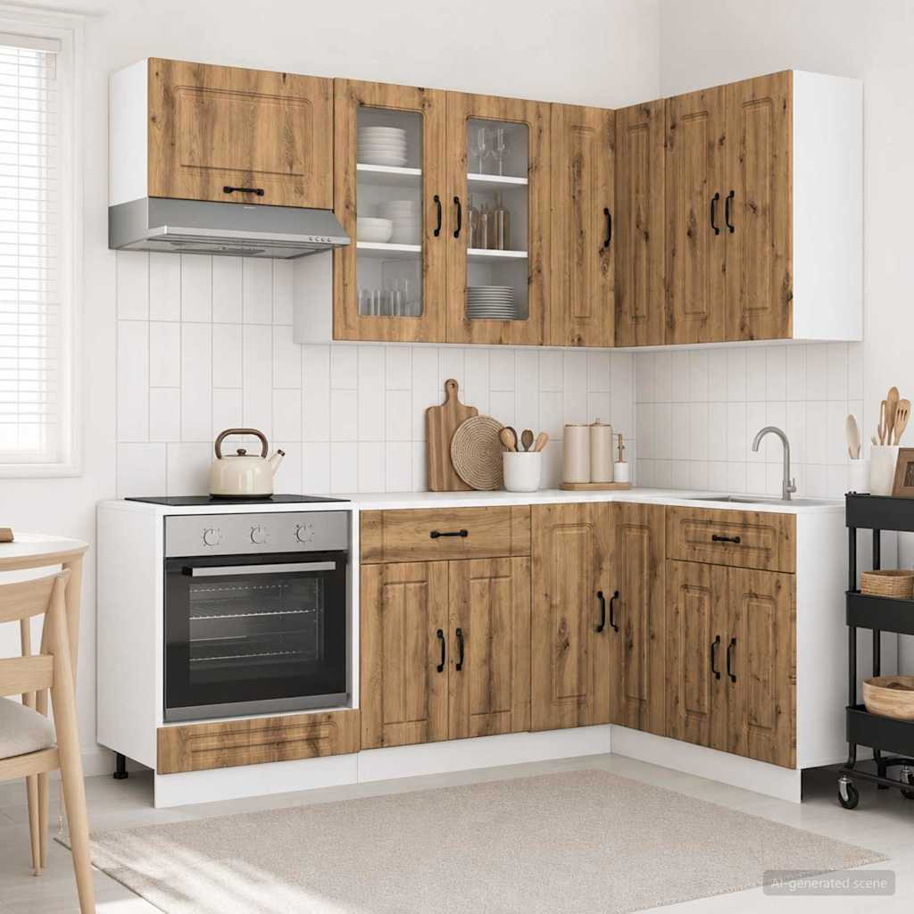 vidaXL Kücheneinheit KALMAR 8 pcs Artisan-Eiche Holzwerkstoff