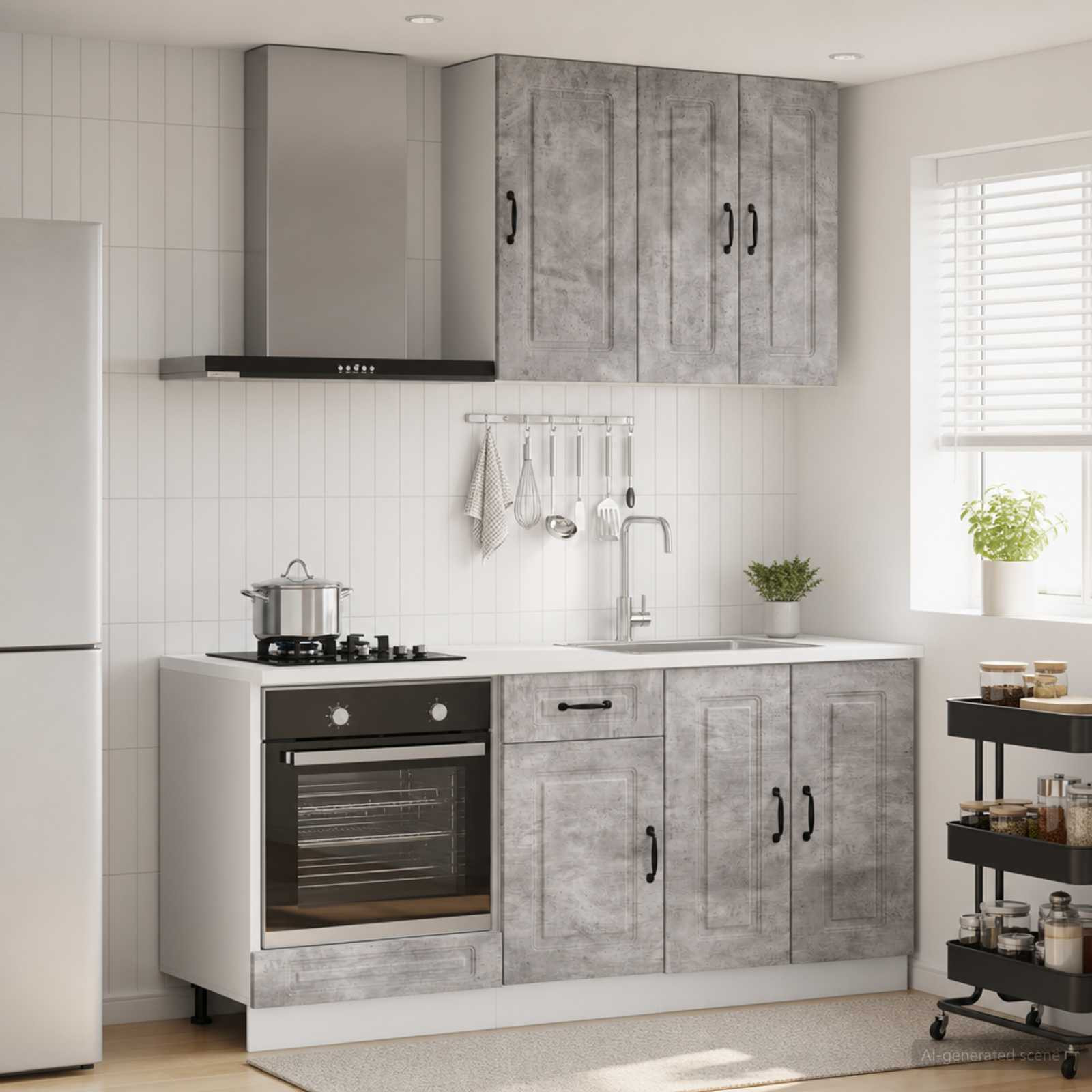 vidaXL Kücheneinheit KALMAR 5 pcs Betongrau Holzwerkstoff
