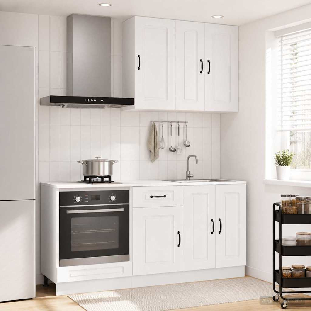 vidaXL Kücheneinheit KALMAR 5 pcs Hochglanz Weiß Holzwerkstoff