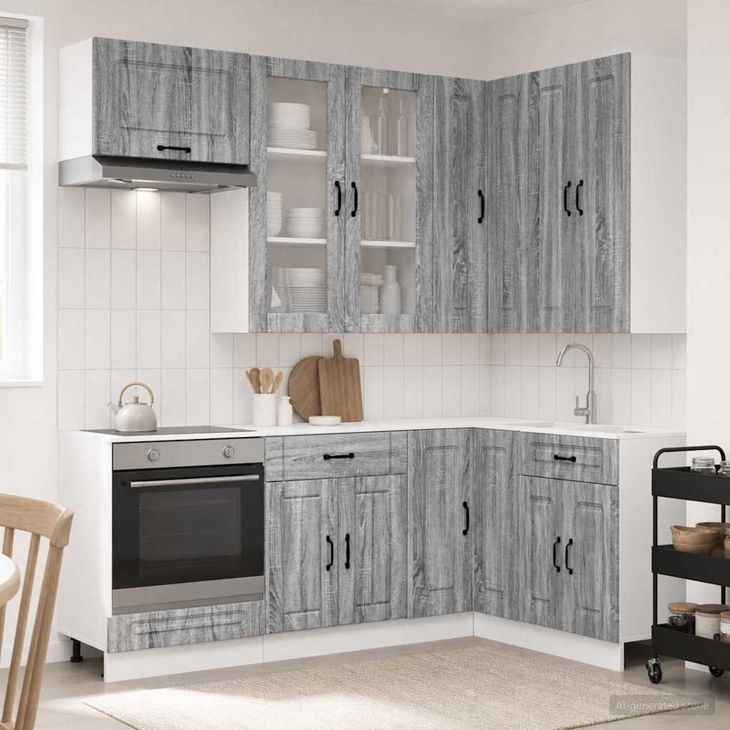 vidaXL Kücheneinheit KALMAR 8 pcs Grau Sonoma Holzwerkstoff