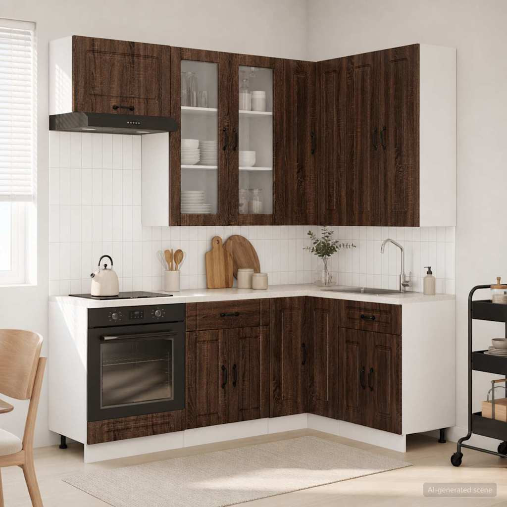 vidaXL Kücheneinheit KALMAR 8 pcs Brauneiche Holzwerkstoff