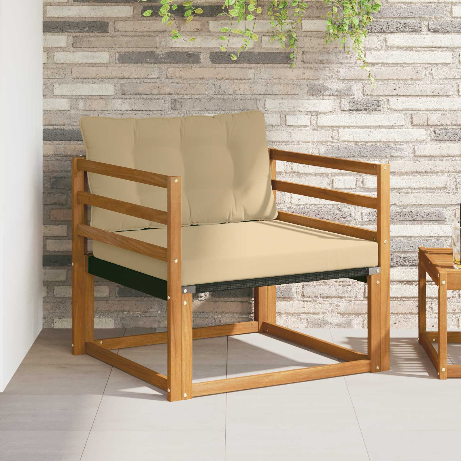 vidaXL Outdoor-Sofagarnitur Massives Akazienholz und Textilene Natur