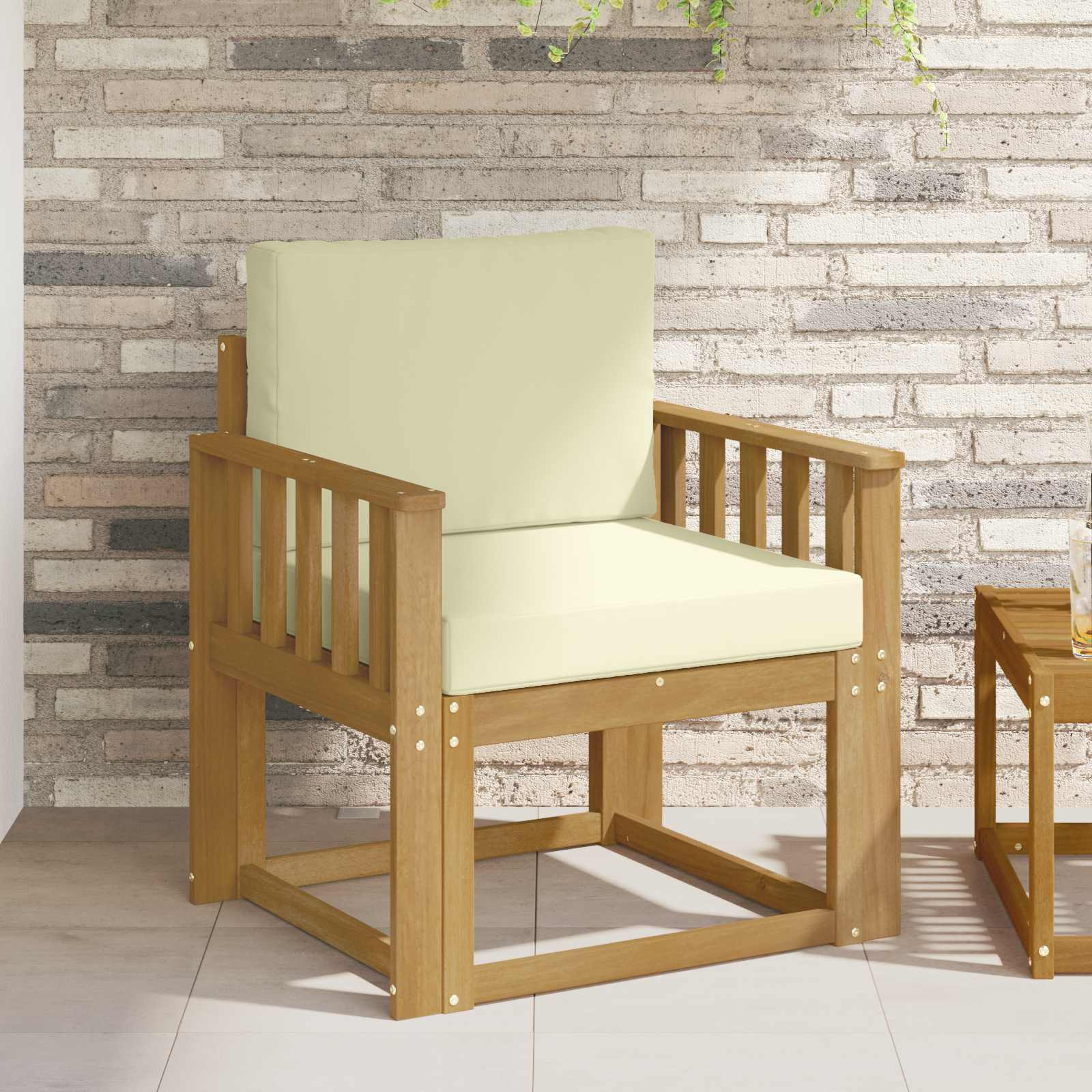 vidaXL 2 Stück Outdoor-Sofagarnitur Polyester Weiß und Creme