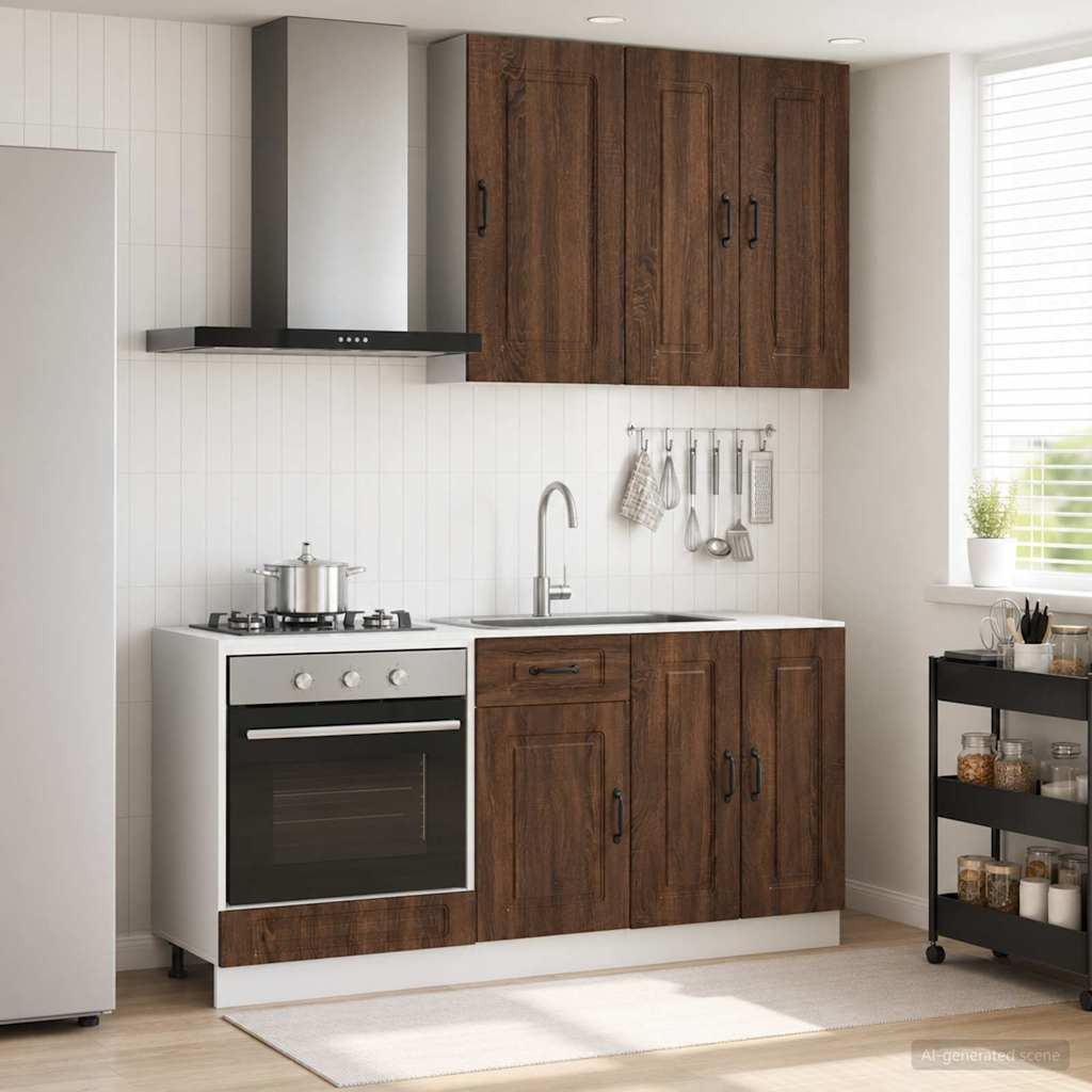 vidaXL Kücheneinheit KALMAR 5 pcs Brauneiche Holzwerkstoff