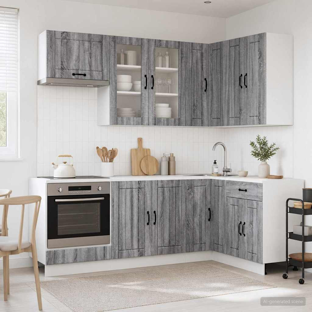 vidaXL Kücheneinheit LUCCA 8 pcs Grau Sonoma Holzwerkstoff
