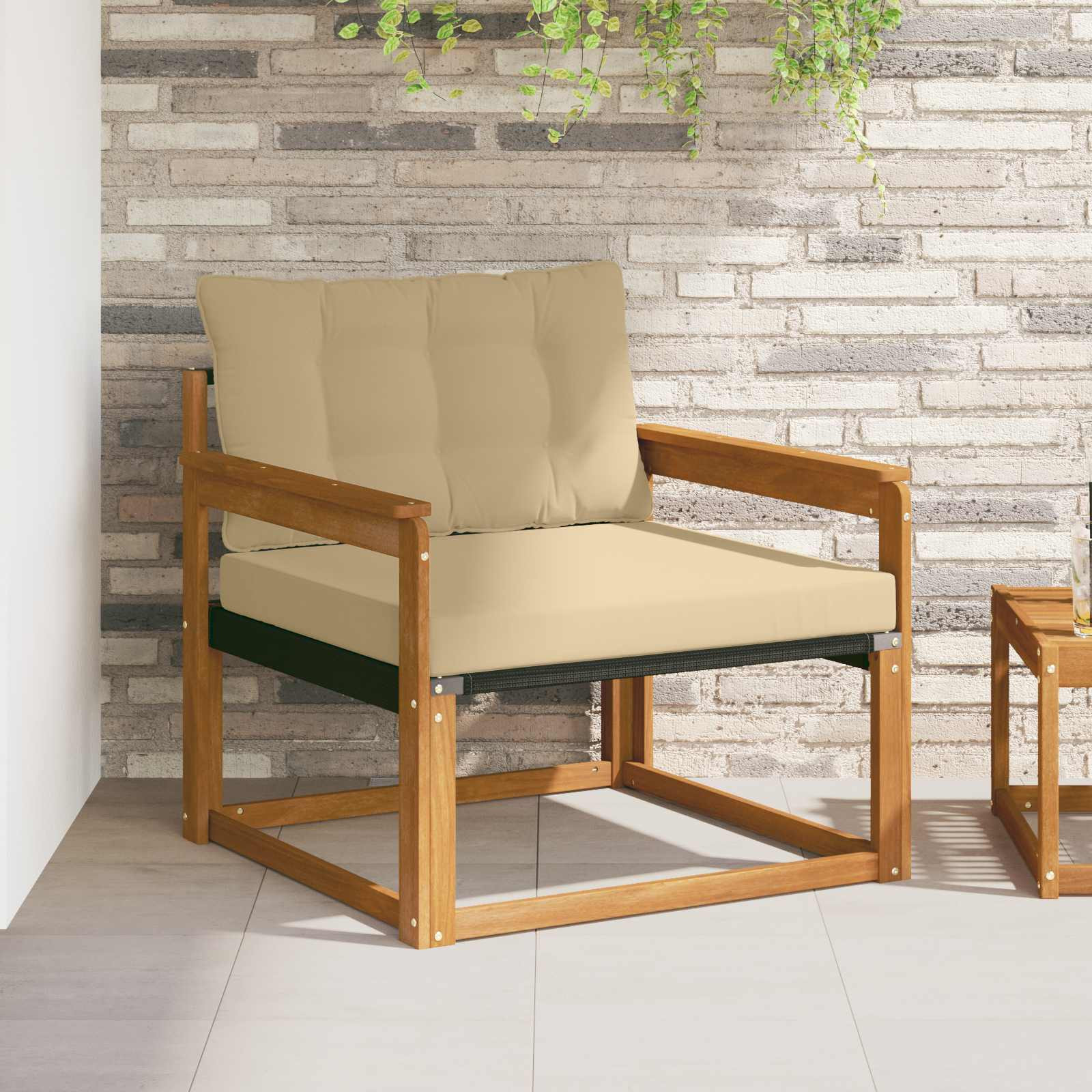 vidaXL Outdoor-Sofagarnitur Massives Akazienholz und Textilene Natur