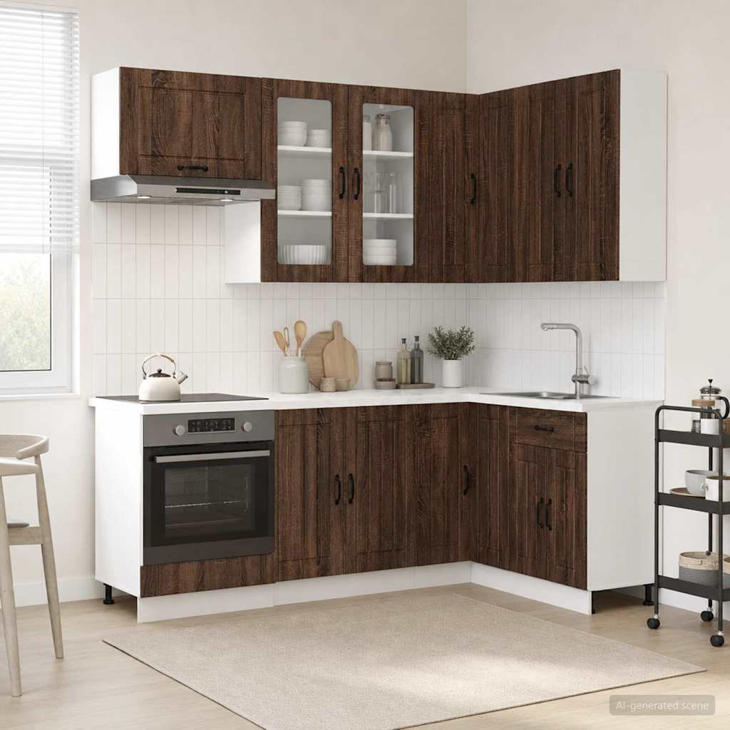 vidaXL Kücheneinheit LUCCA 8 pcs Brauneiche Holzwerkstoff