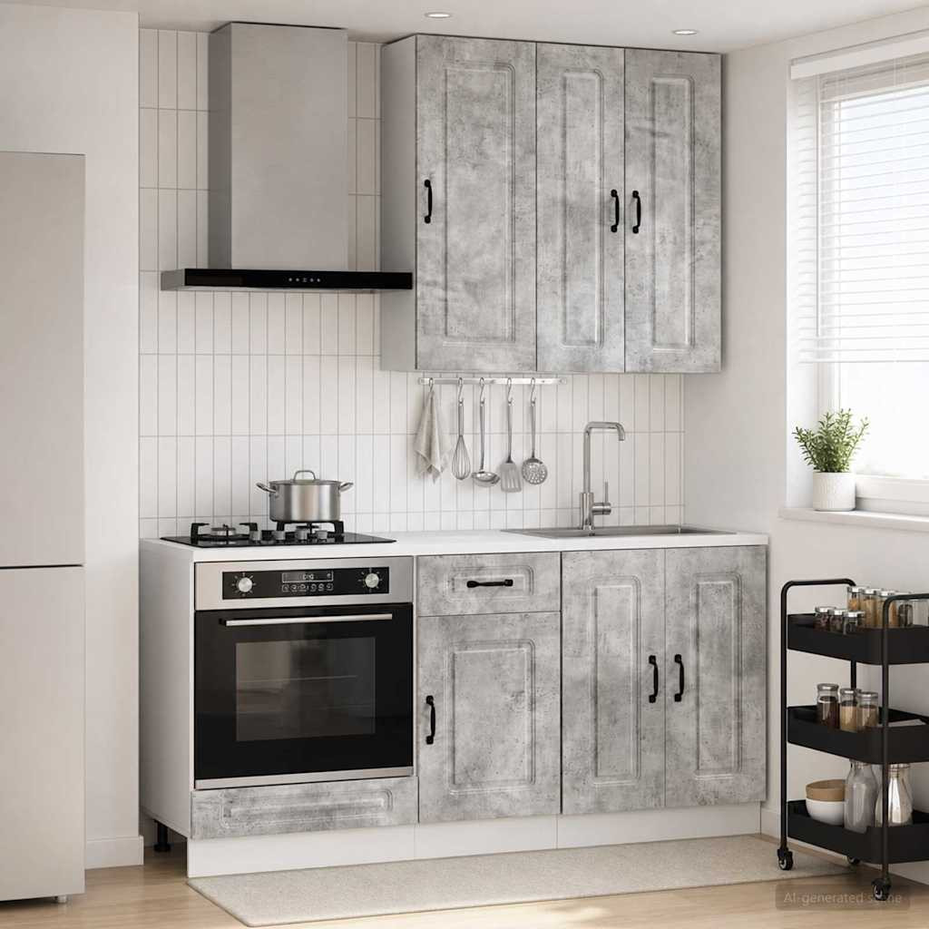 vidaXL Kücheneinheit KALMAR 5 pcs Betongrau Holzwerkstoff