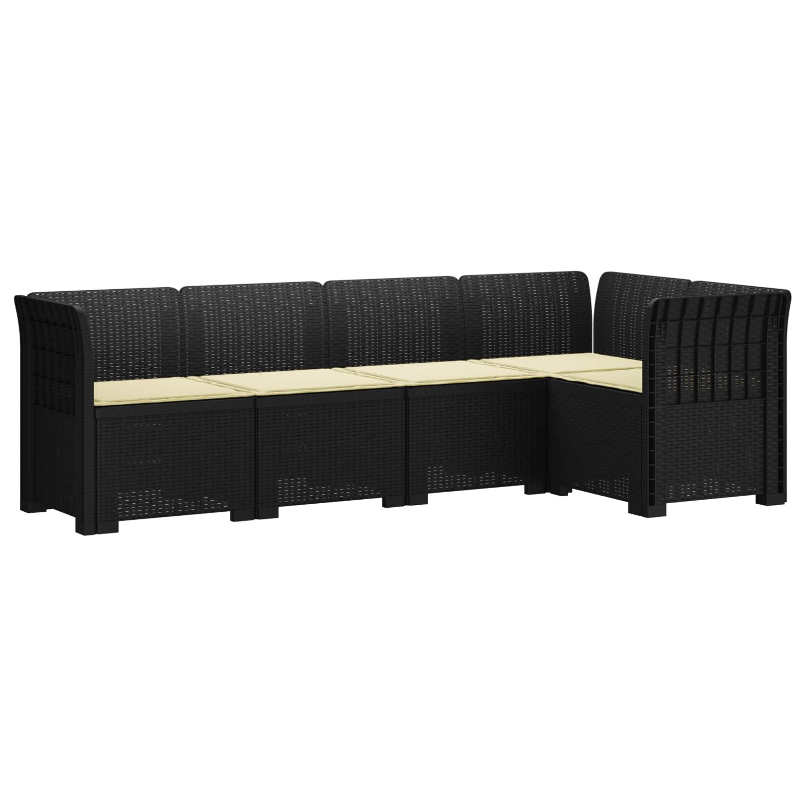 vidaXL 5-Sitzer Gartensofa mit Kissen Rattan-Look PP Anthrazit