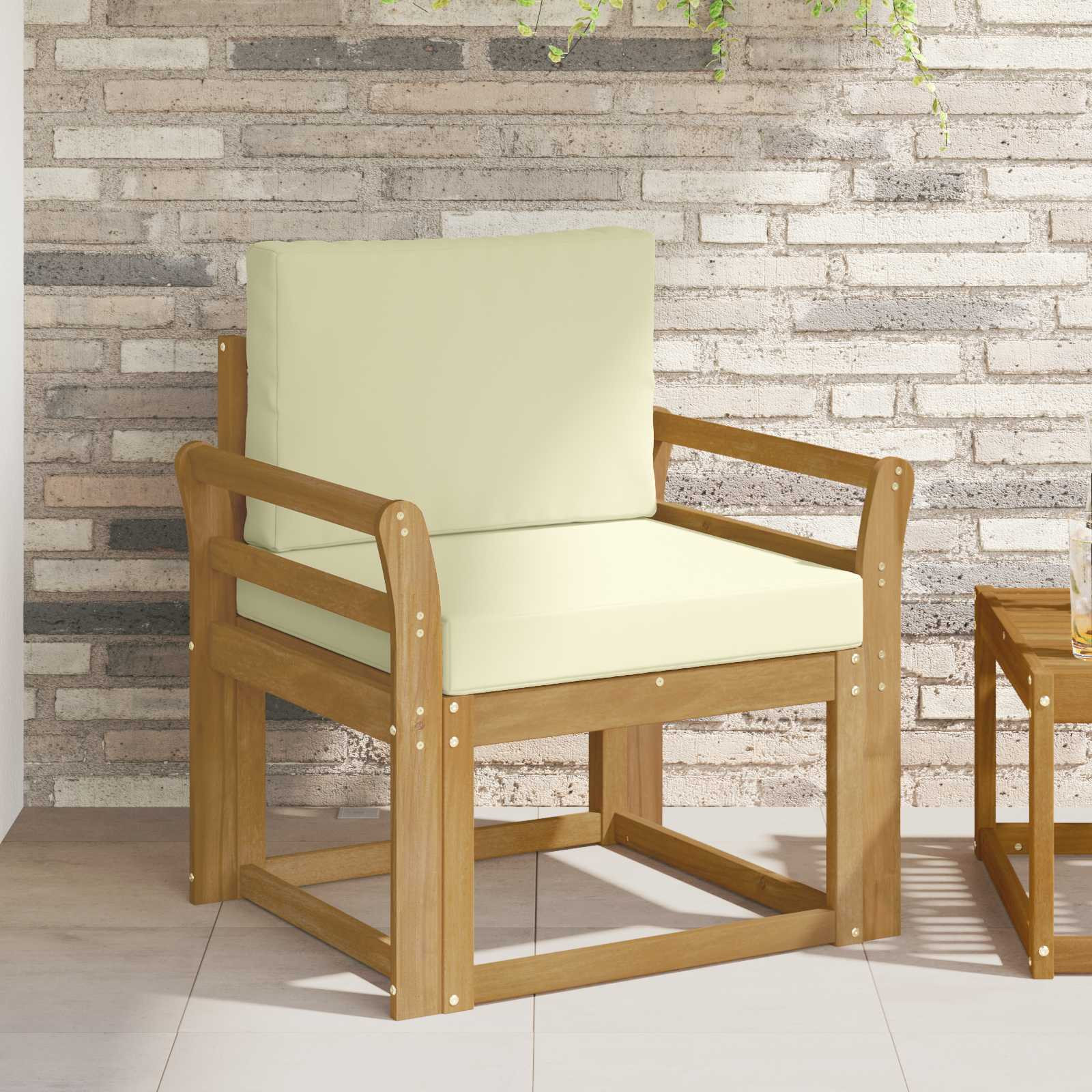 vidaXL 2 Stück Outdoor-Sofagarnitur Polyester Weiß und Creme