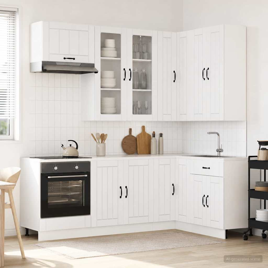 vidaXL Kücheneinheit LUCCA 8 pcs Hochglanz Weiß Holzwerkstoff