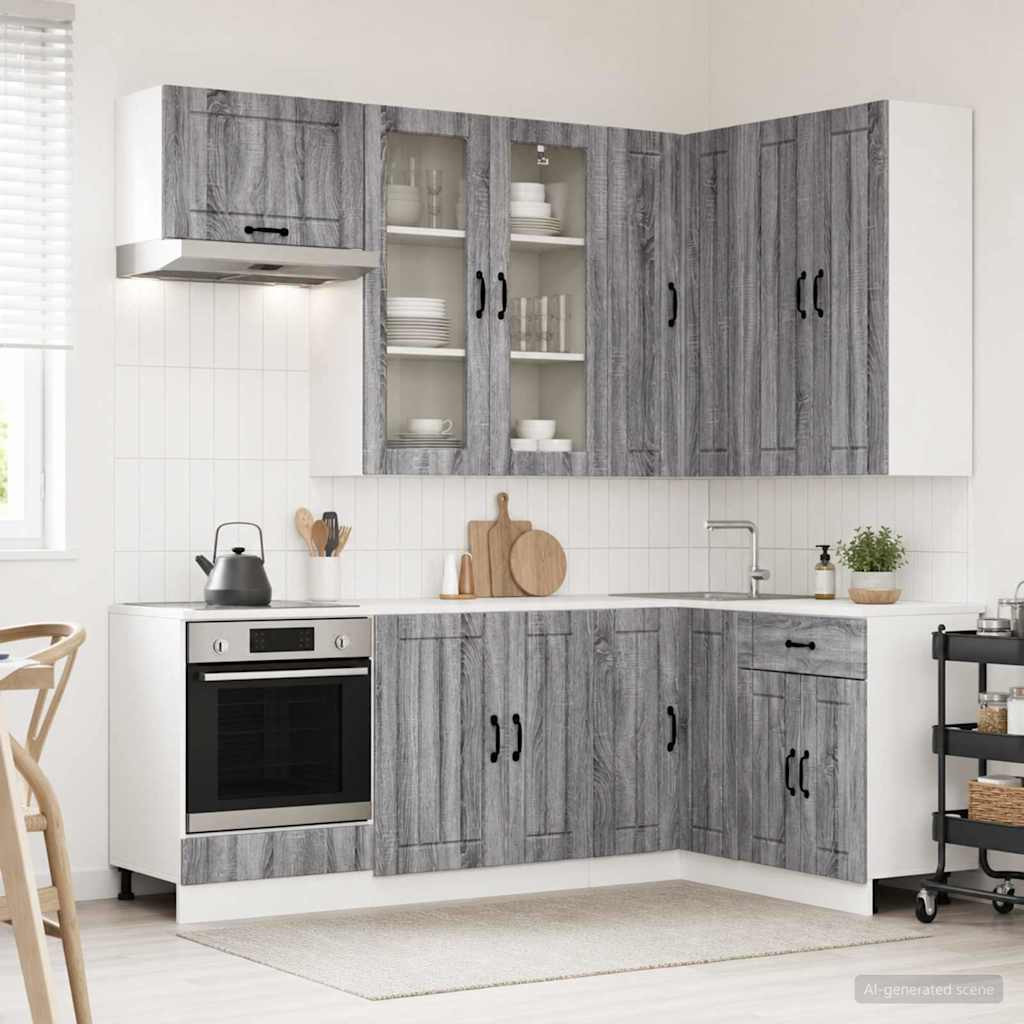 vidaXL Kücheneinheit LUCCA 8 pcs Grau Sonoma Holzwerkstoff