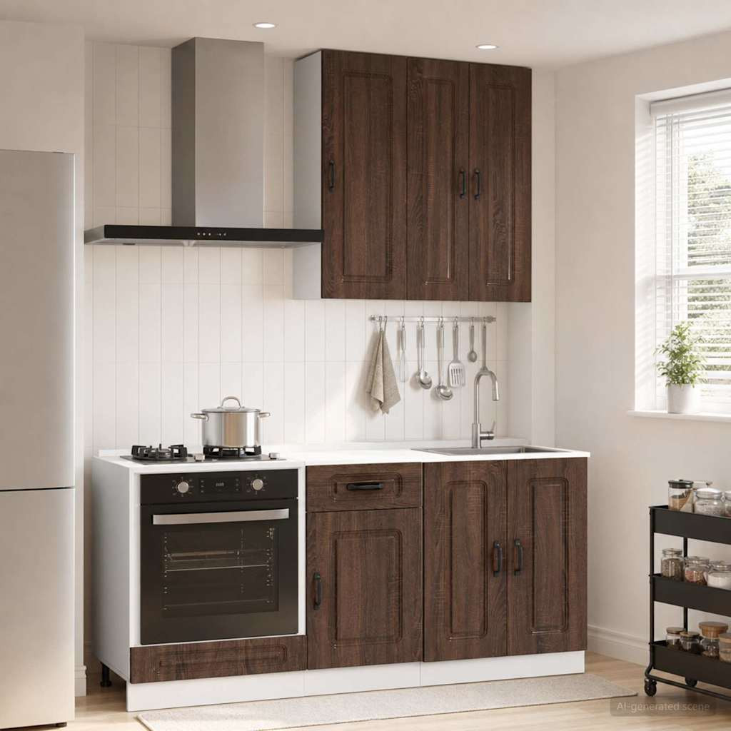 vidaXL Kücheneinheit KALMAR 5 pcs Brauneiche Holzwerkstoff