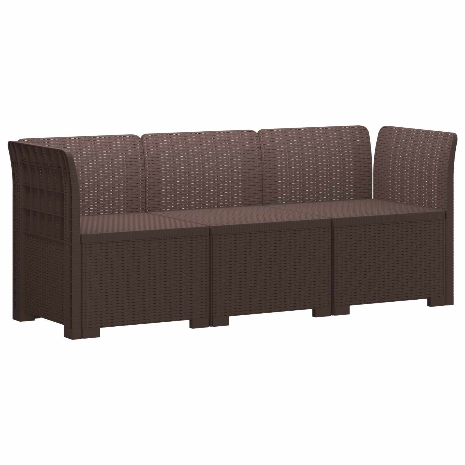 vidaXL 3-Sitzer Garten Sofa Rattan Look PP Braun