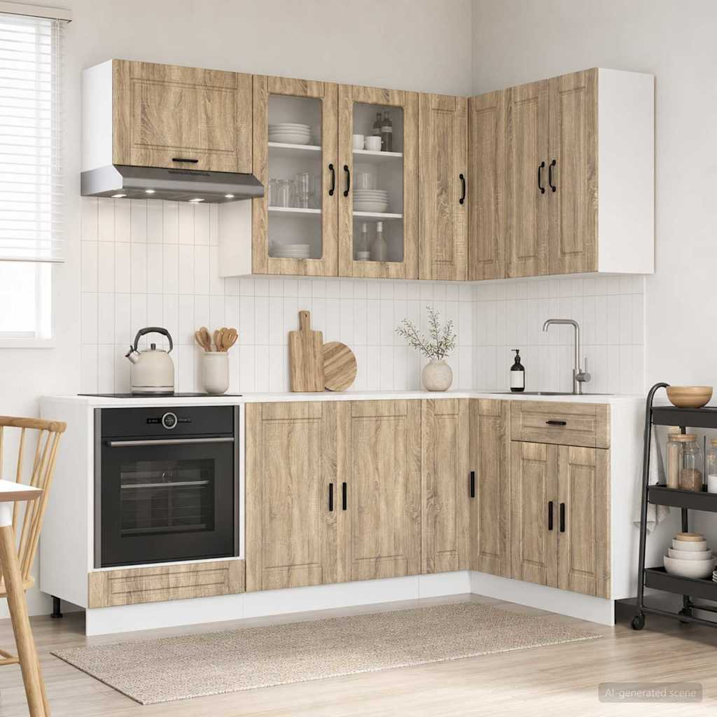 vidaXL Kücheneinheit PORTO 8 pcs Sonoma-Eiche Holzwerkstoff