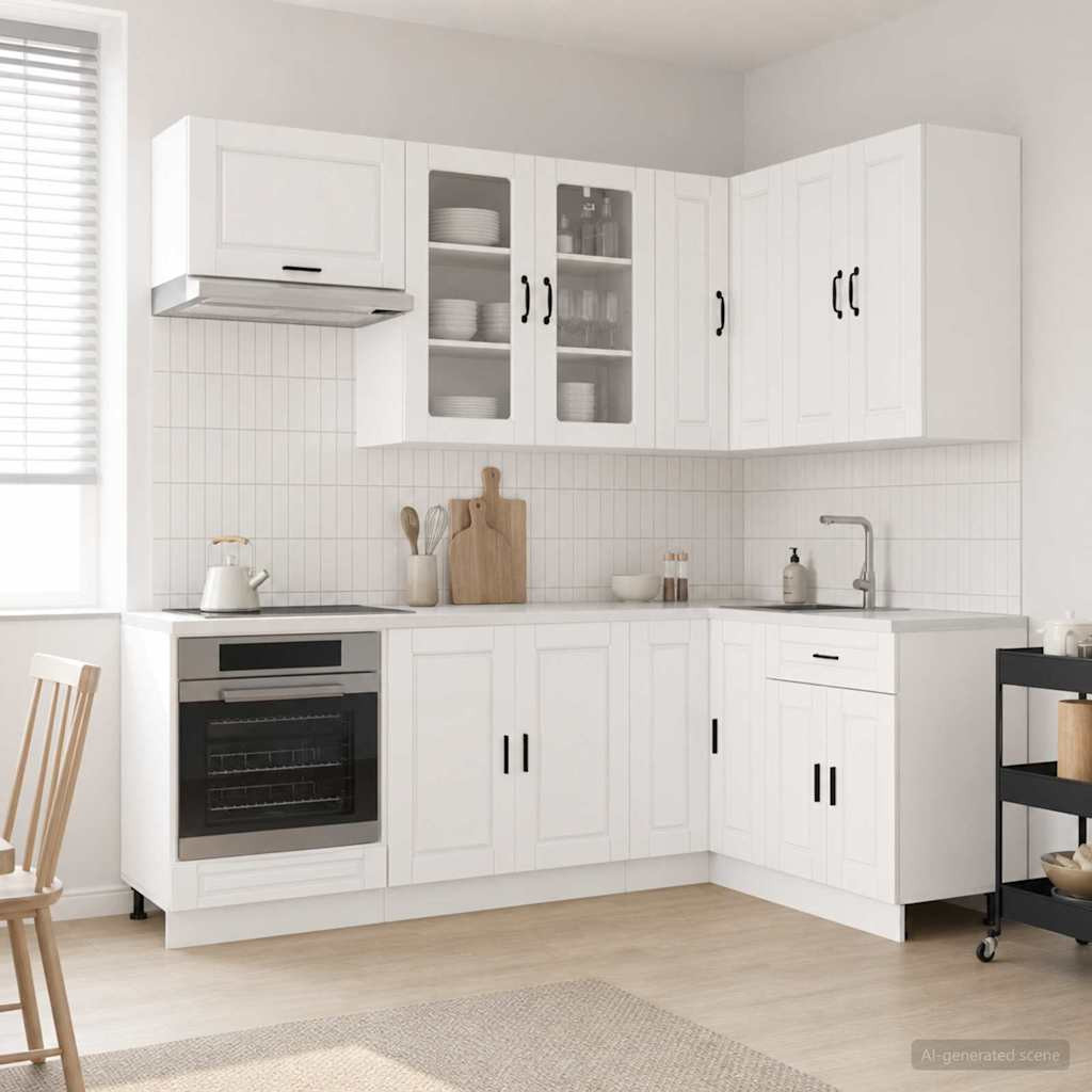 vidaXL Kücheneinheit PORTO 8 pcs Hochglanz Weiß Holzwerkstoff