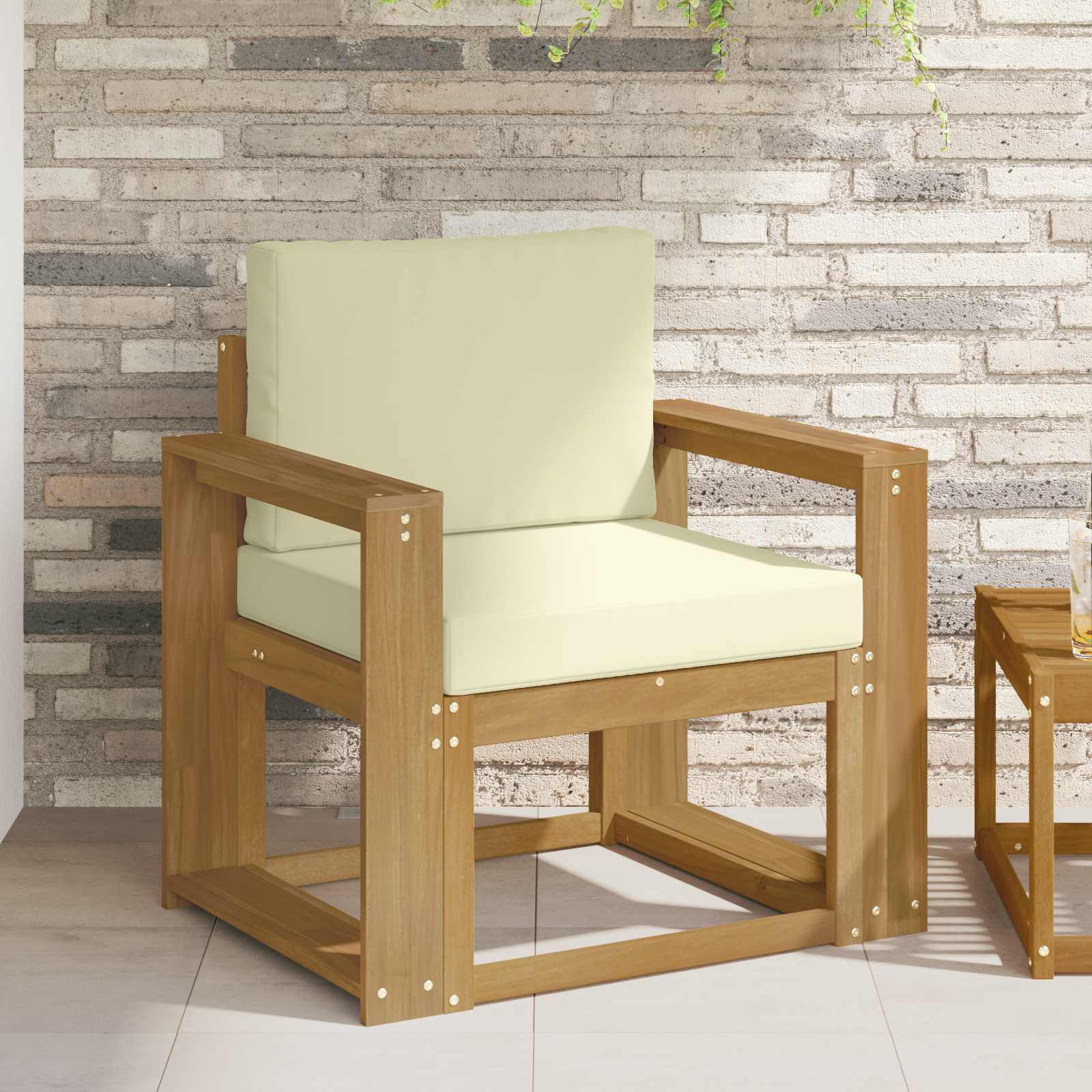 vidaXL 2 Stück Outdoor-Sofagarnitur Polyester Weiß und Creme