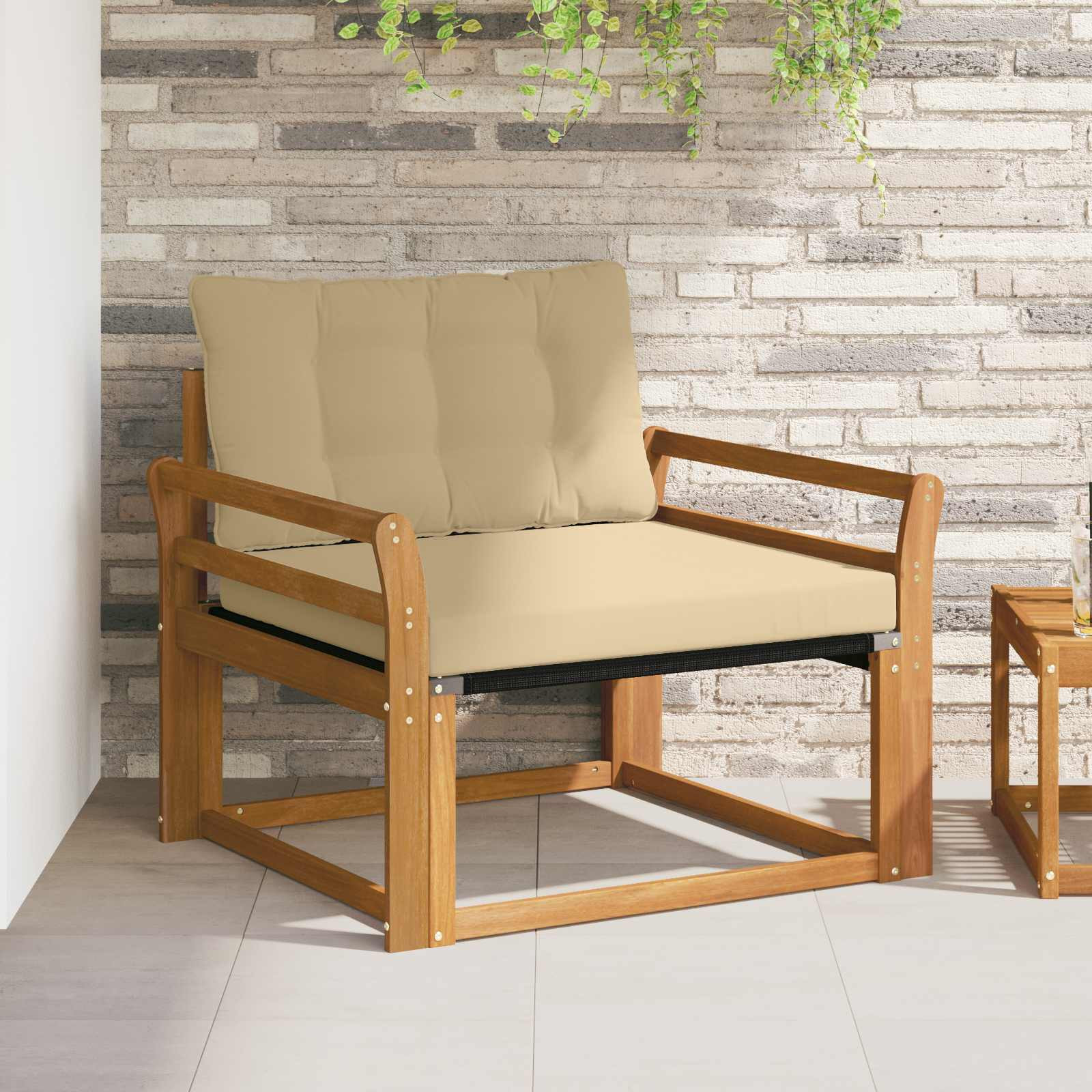 vidaXL Outdoor-Sofagarnitur Massives Akazienholz und Textilene Natur