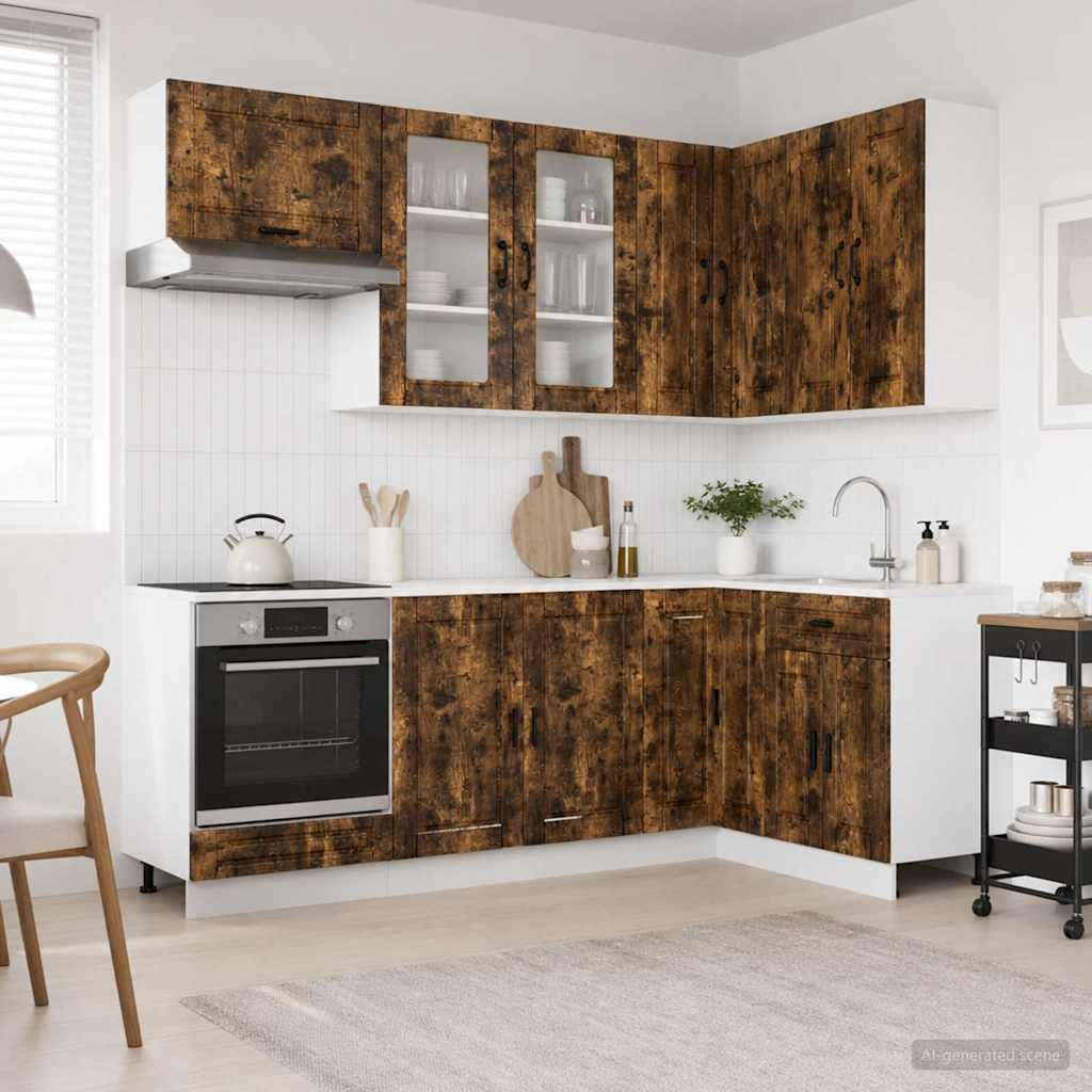 vidaXL Kücheneinheit PORTO 8 pcs Geräucherte Eiche Holzwerkstoff