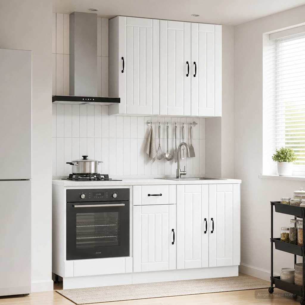 vidaXL Kücheneinheit LUCCA 5 pcs Hochglanz Weiß Holzwerkstoff