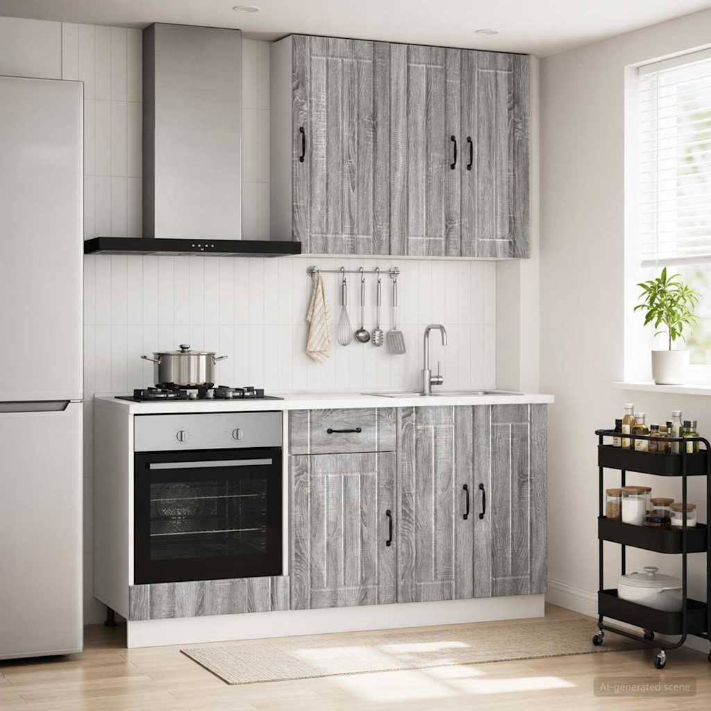 vidaXL Kücheneinheit LUCCA 5 pcs Grau Sonoma Holzwerkstoff