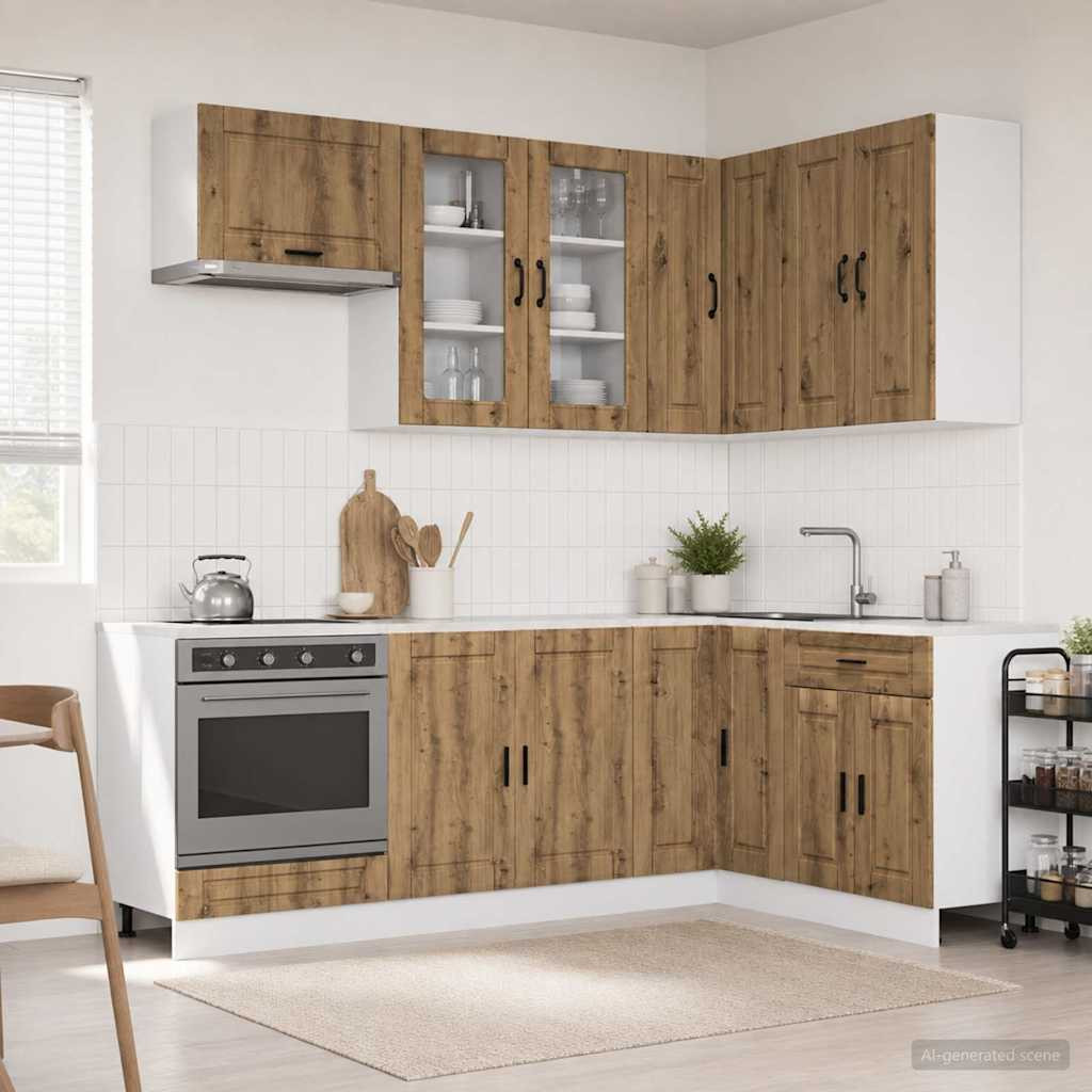 vidaXL Kücheneinheit PORTO 8 pcs Artisan-Eiche Holzwerkstoff