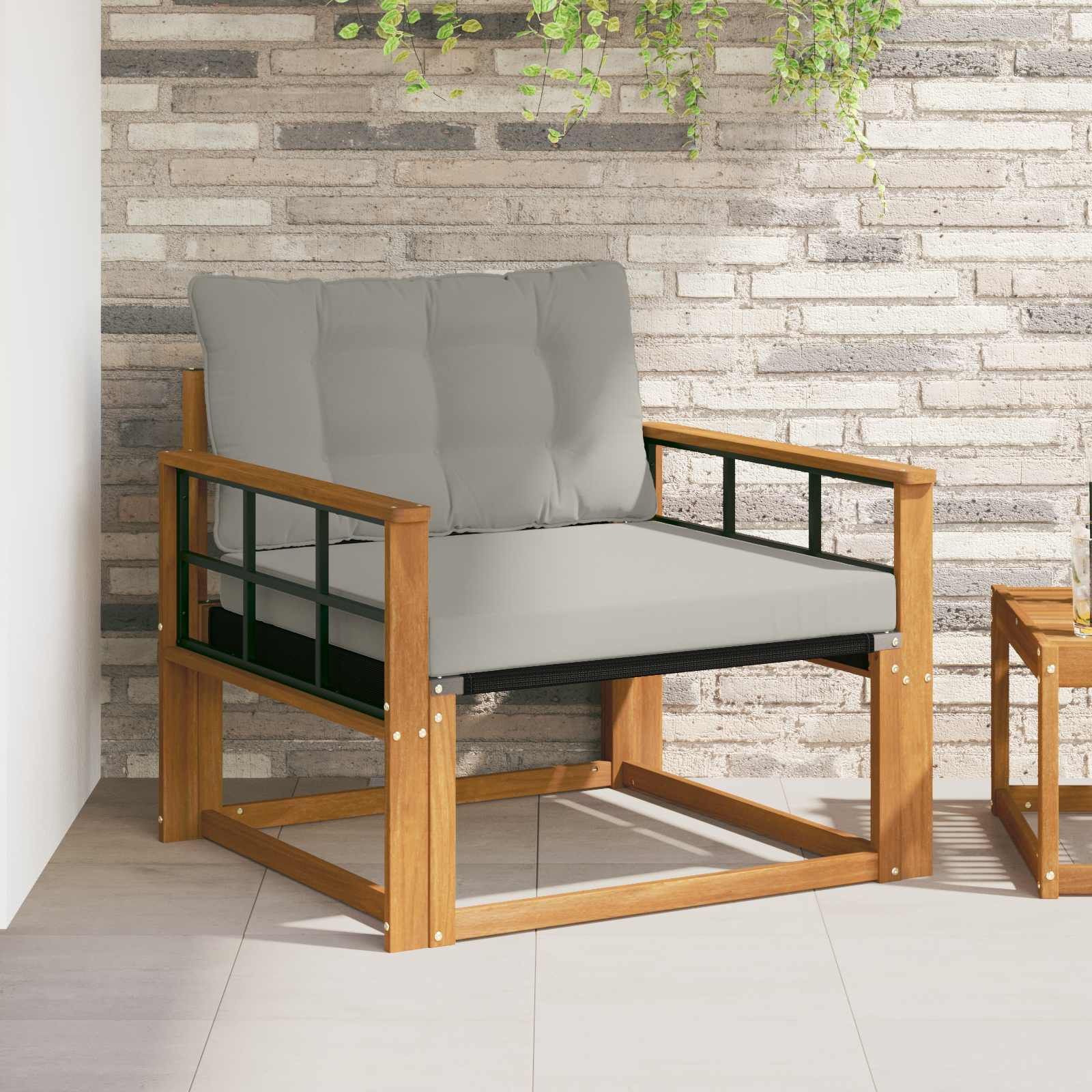 vidaXL Outdoor-Sofagarnitur Massives Akazienholz und Textilene Natur