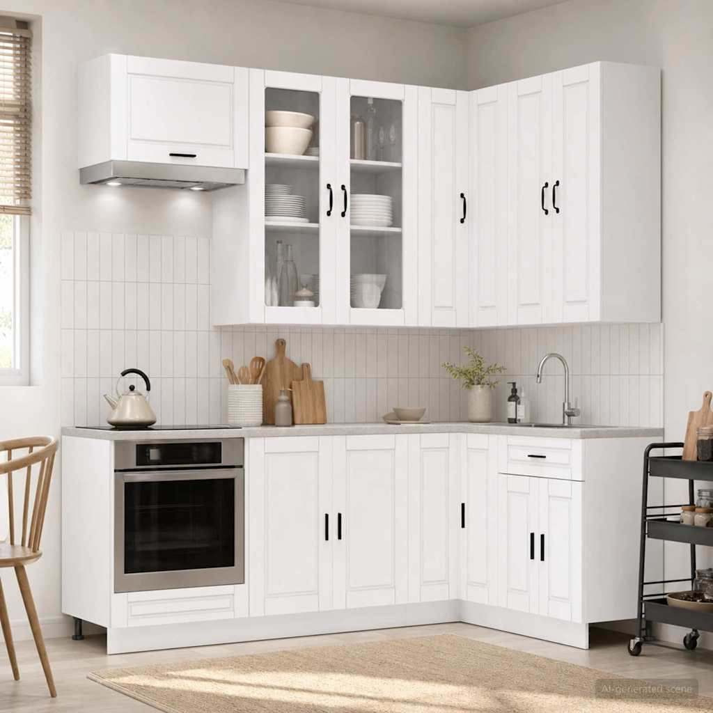 vidaXL Kücheneinheit PORTO 8 pcs Weiß Holzwerkstoff