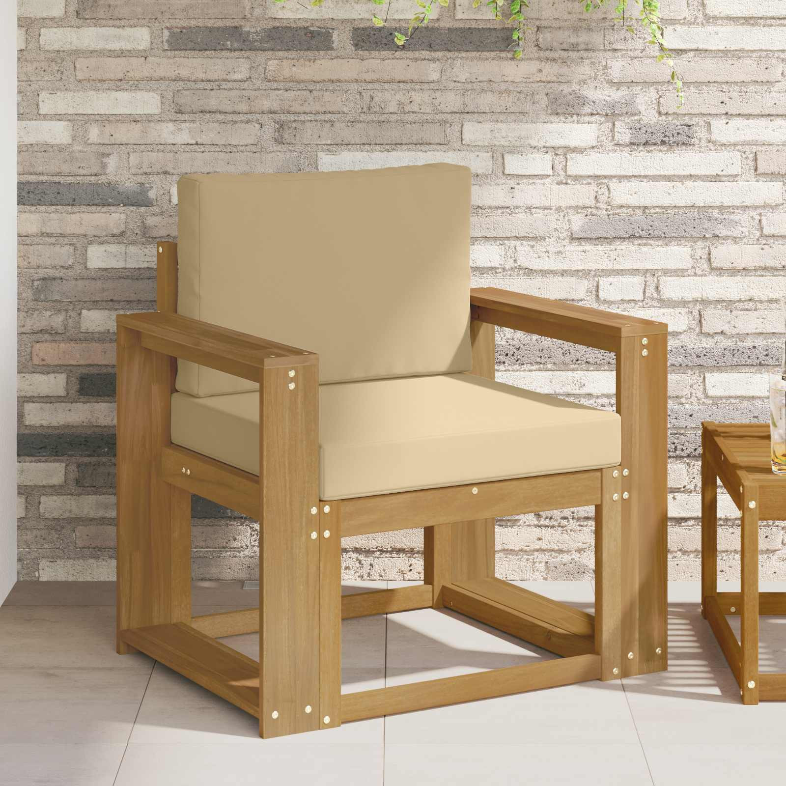 vidaXL 2 Stück Outdoor-Sofagarnitur Polyester Weiß und Beige