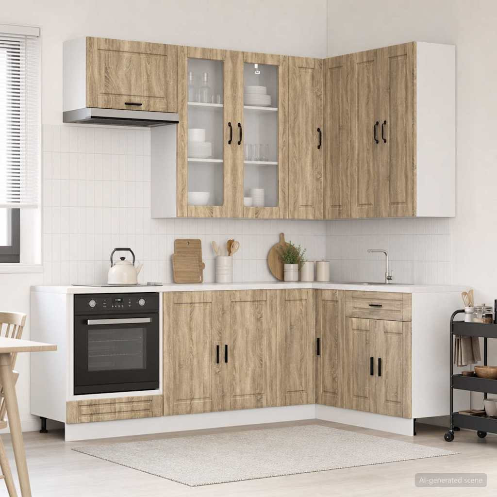 vidaXL Kücheneinheit PORTO 8 pcs Sonoma-Eiche Holzwerkstoff