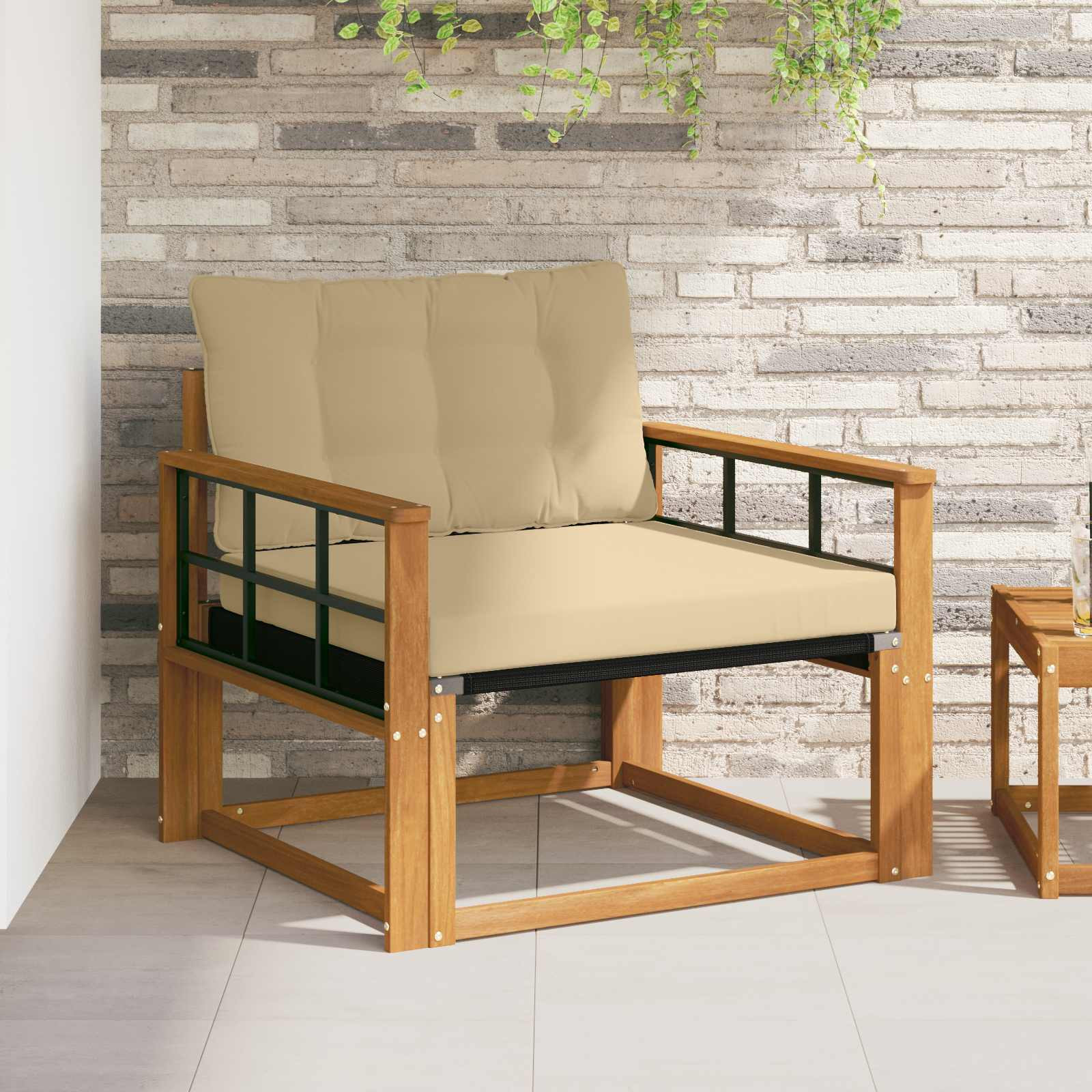 vidaXL Outdoor-Sofagarnitur Massives Akazienholz und Textilene Natur