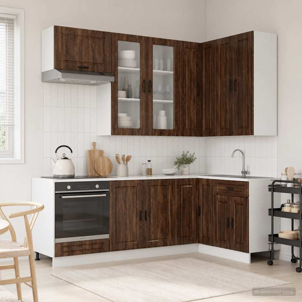 vidaXL Kücheneinheit PORTO 8 pcs Brauneiche Holzwerkstoff