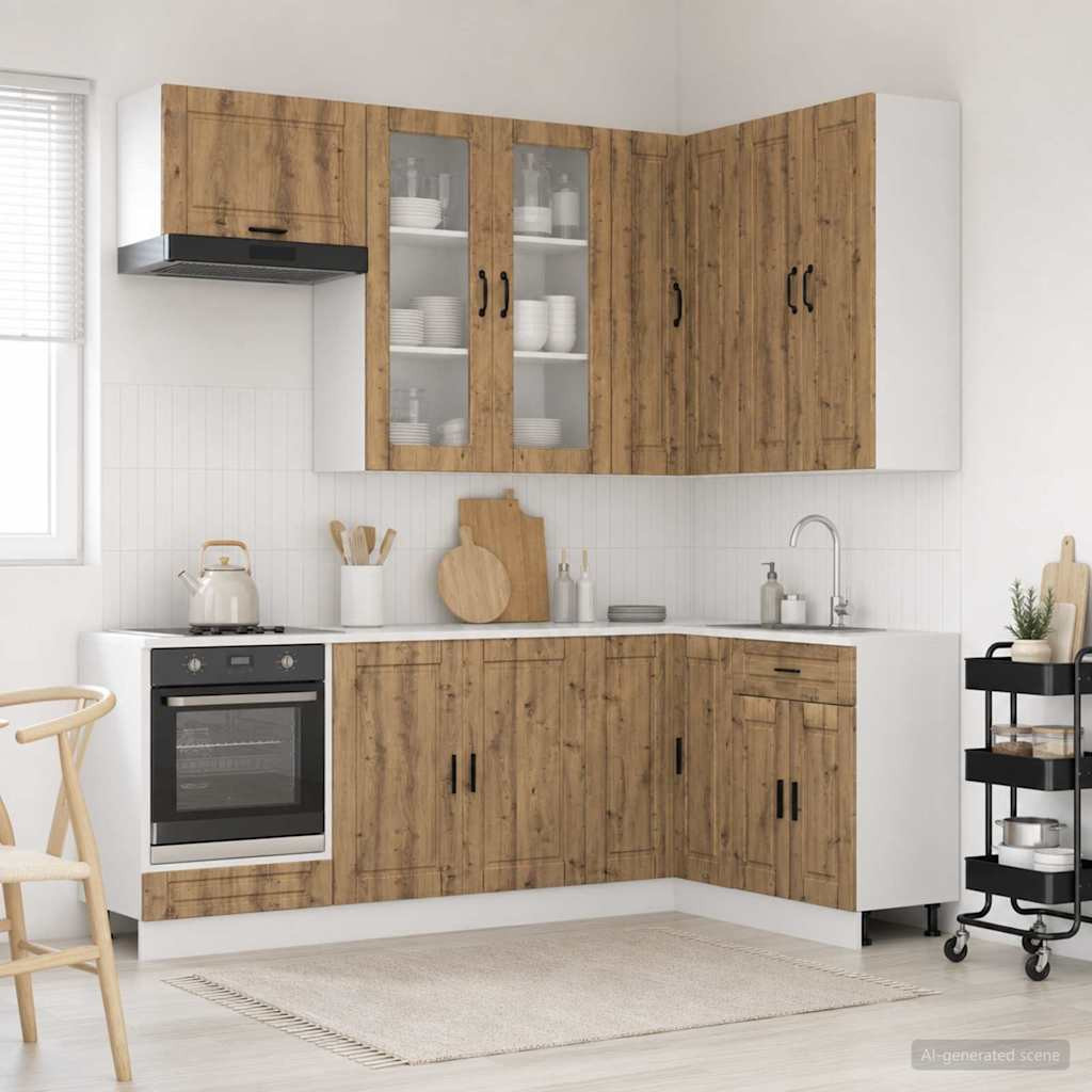vidaXL Kücheneinheit PORTO 8 pcs Artisan-Eiche Holzwerkstoff