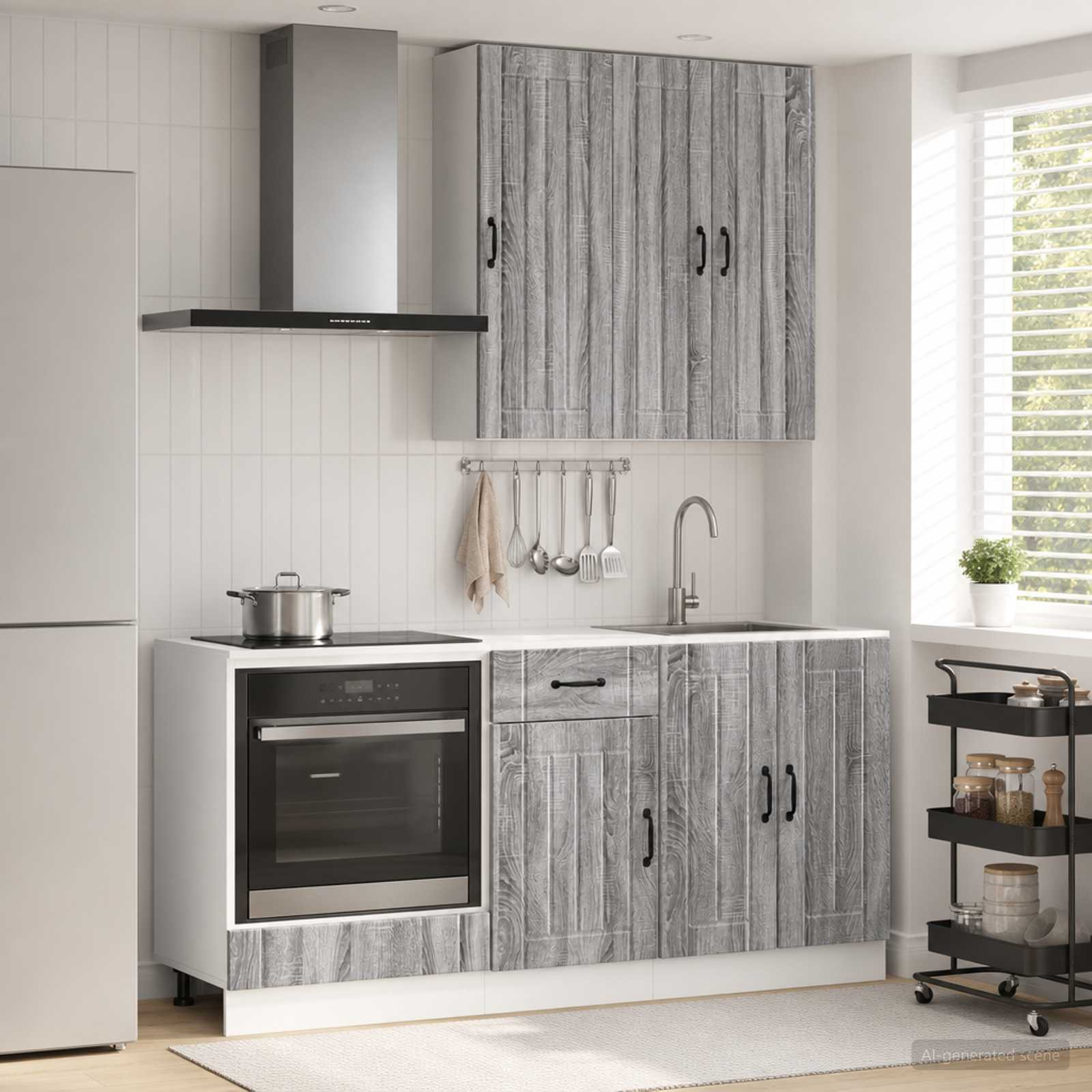 vidaXL Kücheneinheit LUCCA 5 pcs Grau Sonoma Holzwerkstoff