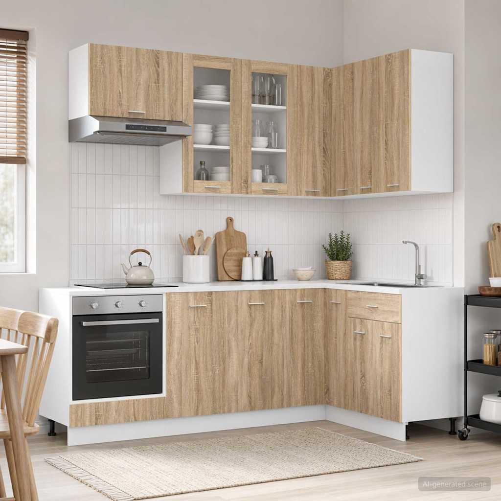 vidaXL Kücheneinheit LYON 8 pcs Sonoma-Eiche Holzwerkstoff