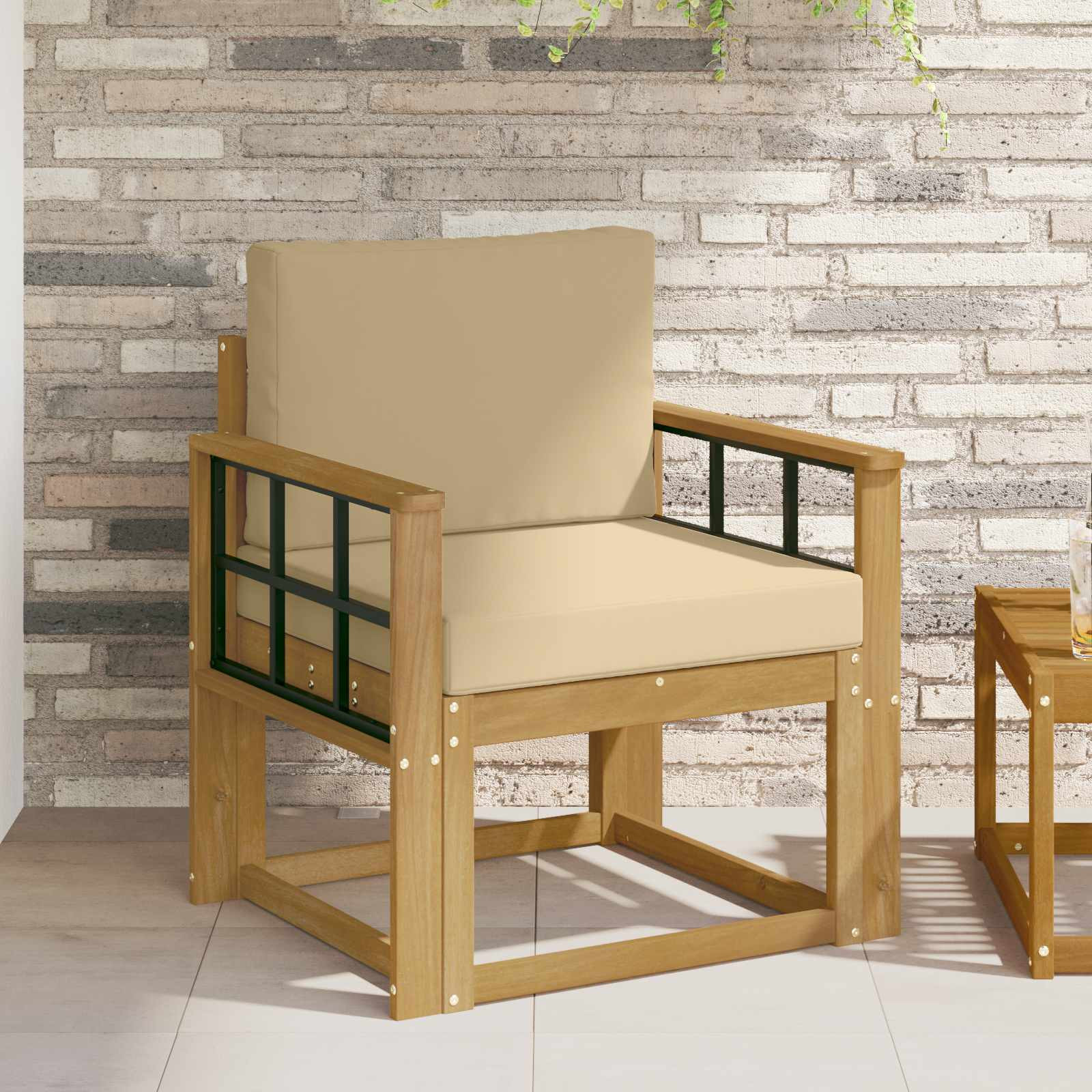 vidaXL 2 Stück Outdoor-Sofagarnitur Polyester Weiß und Beige